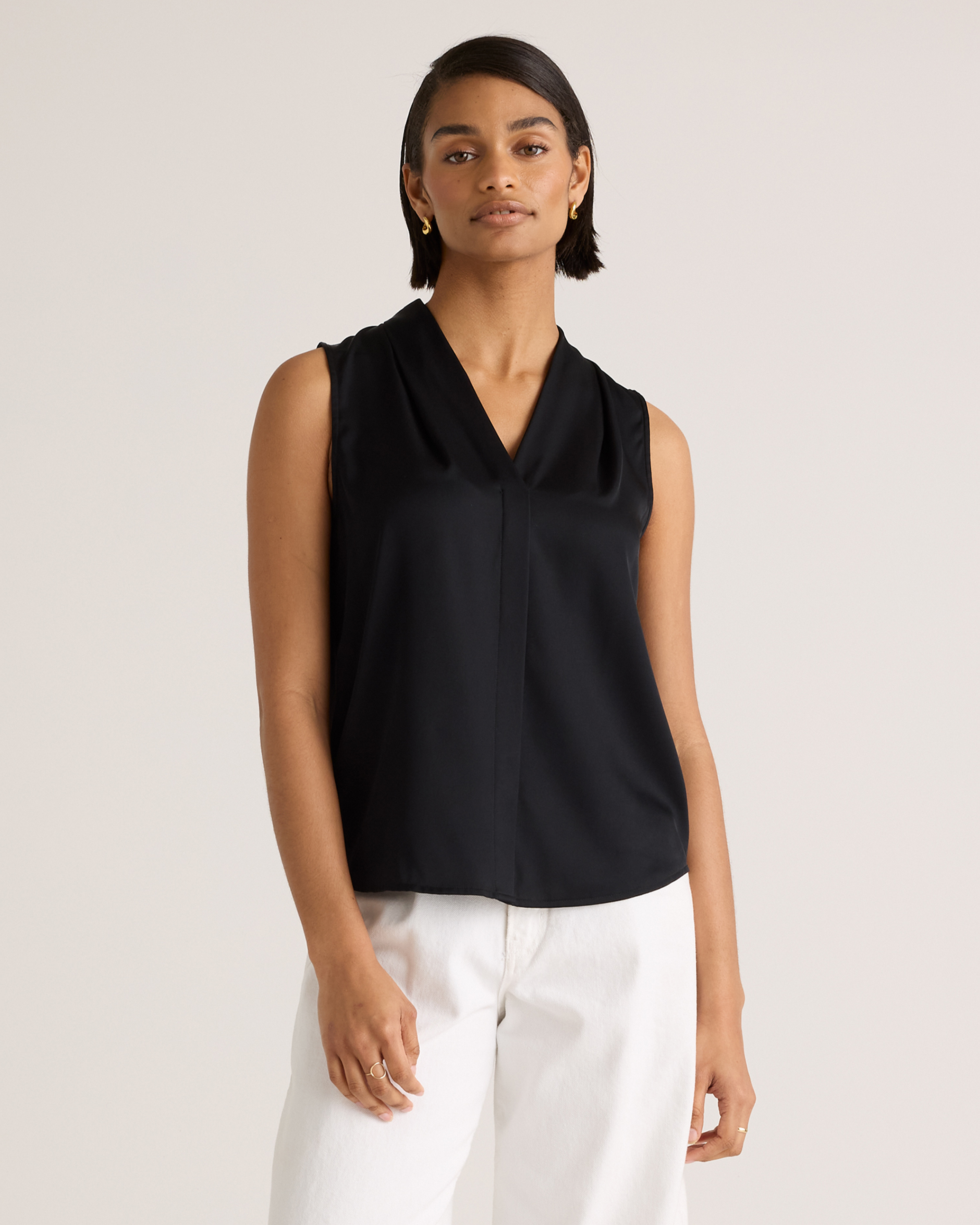Washable Stretch Silk Sleeveless Blouse