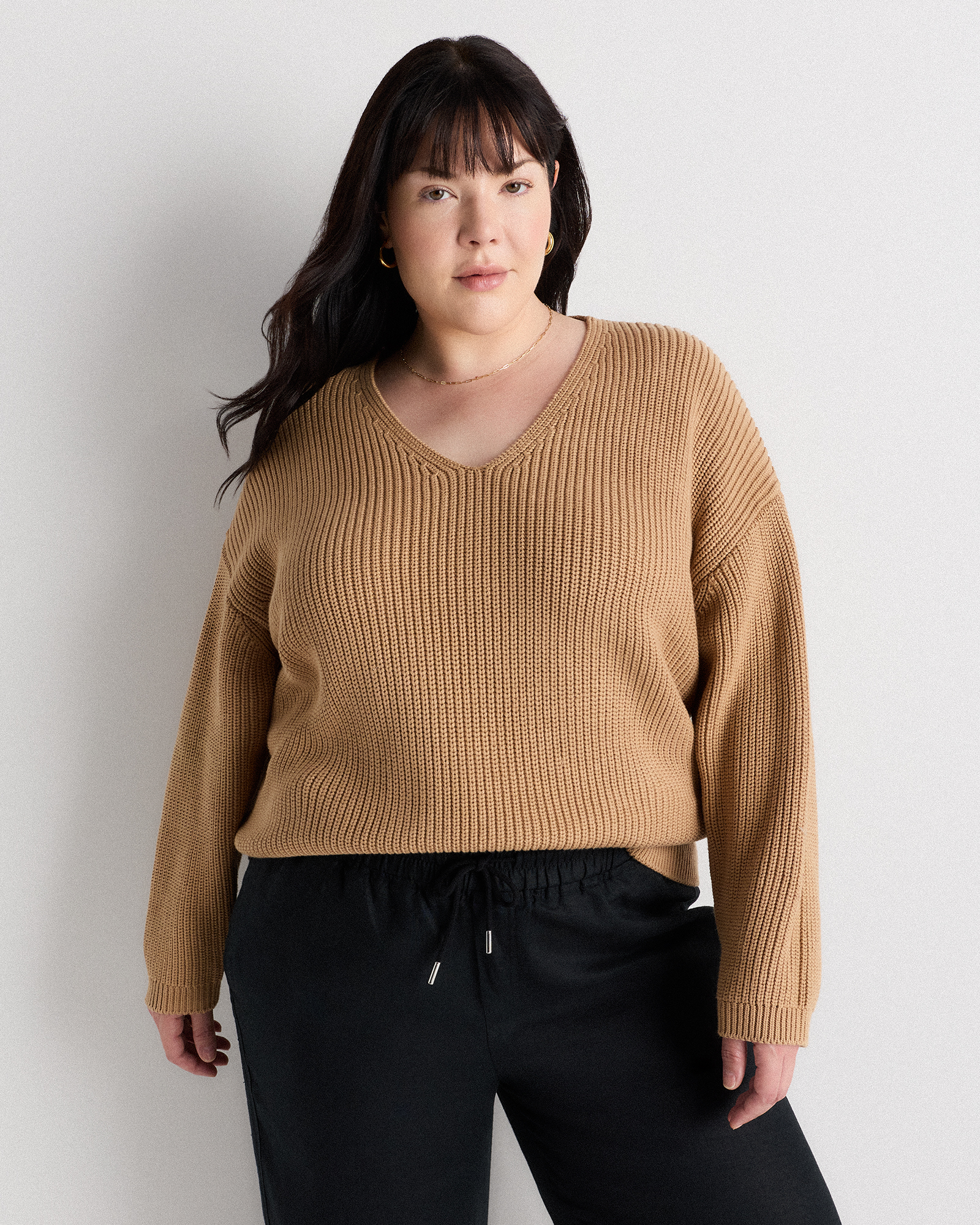 100% Organic Cotton Fisherman V-Neck Sweater