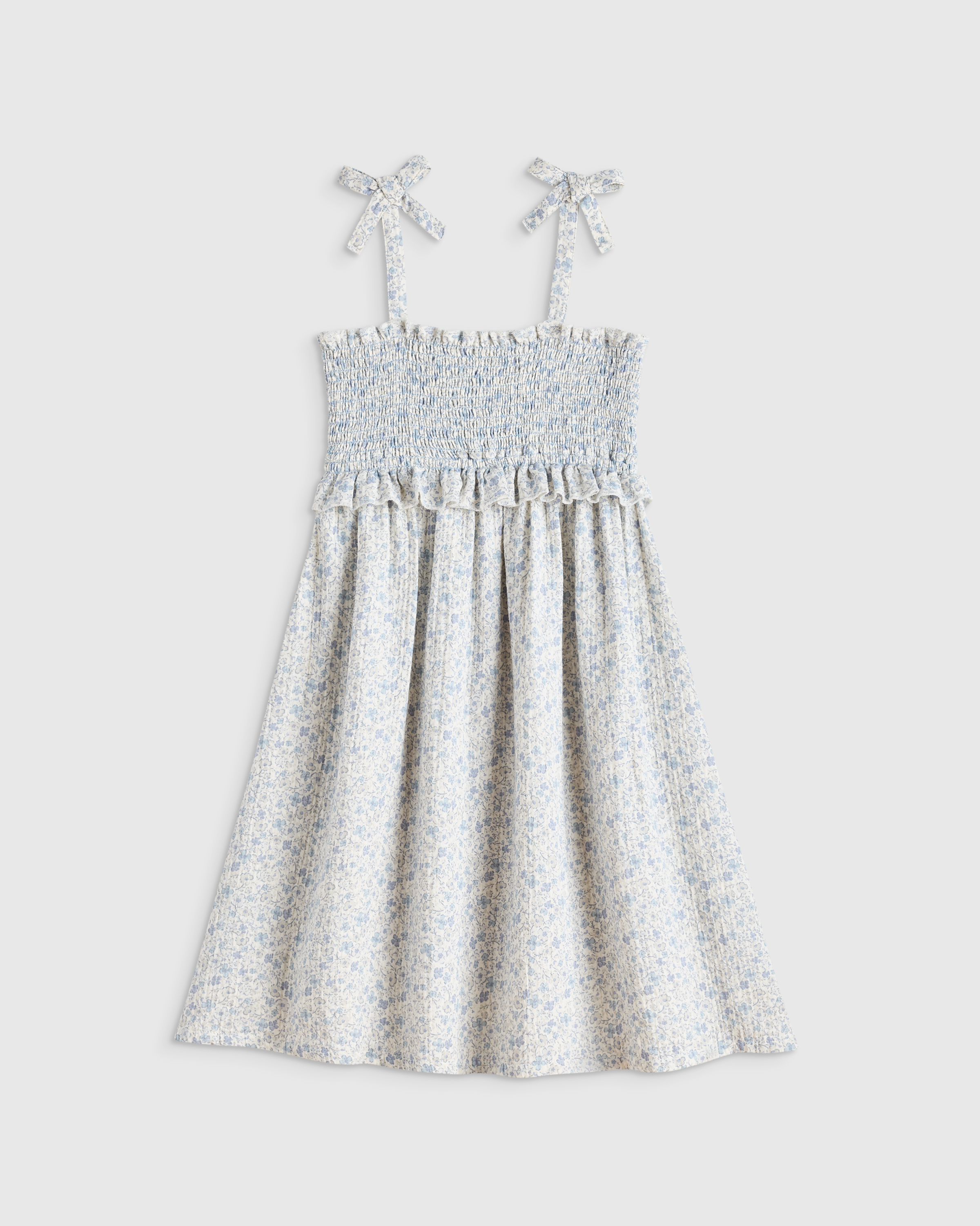 Girls Sleeveless Smocked Organic Cotton Gauze Dress