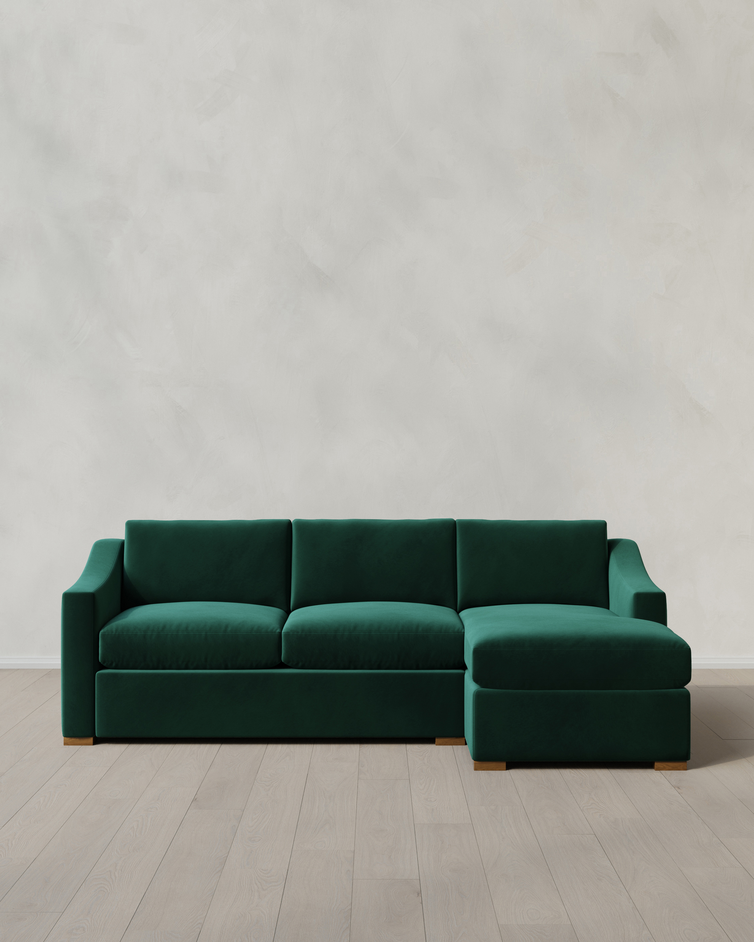 Hollis Slope Arm Chaise Sectional in Performance Velvet