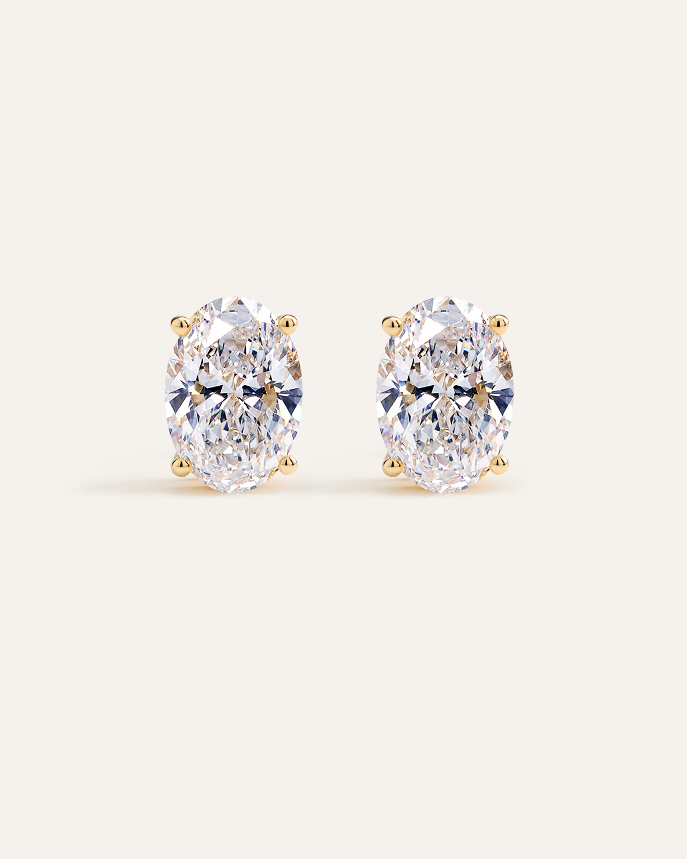 14K Gold Lab Grown Diamond Statement Oval Studs - 8ctw