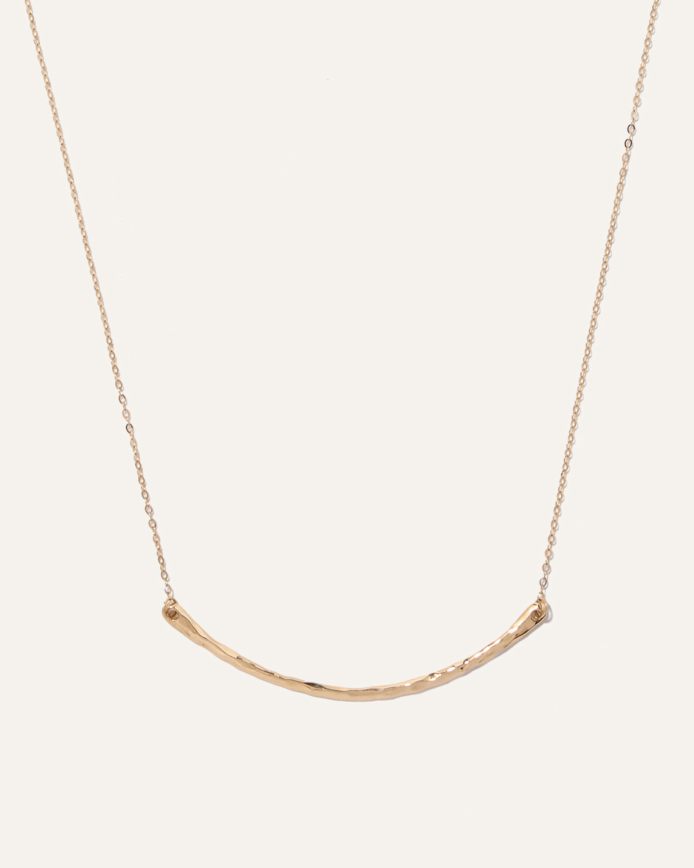 14K Gold Hammered Curve Necklace