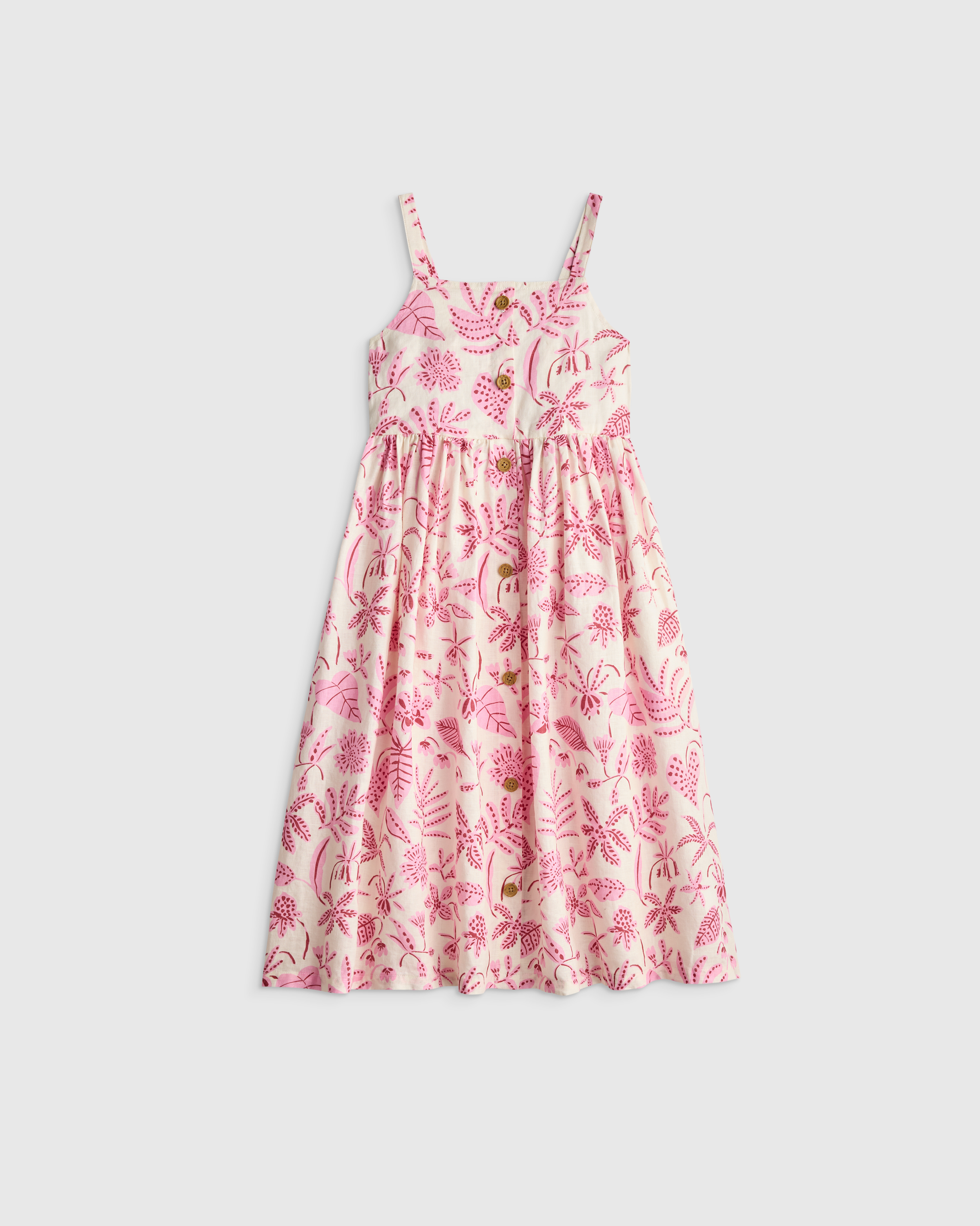 Girls Sleeveless 100% Linen Dress