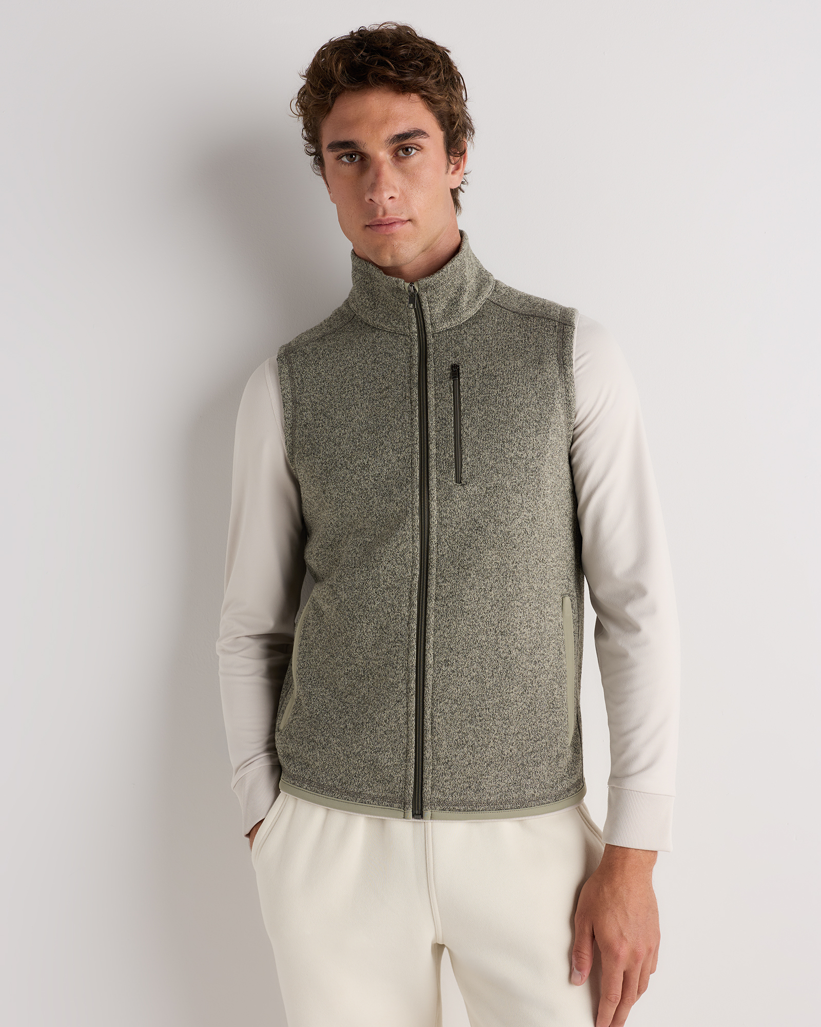 Sweater-Knit Fleece Full-Zip Vest