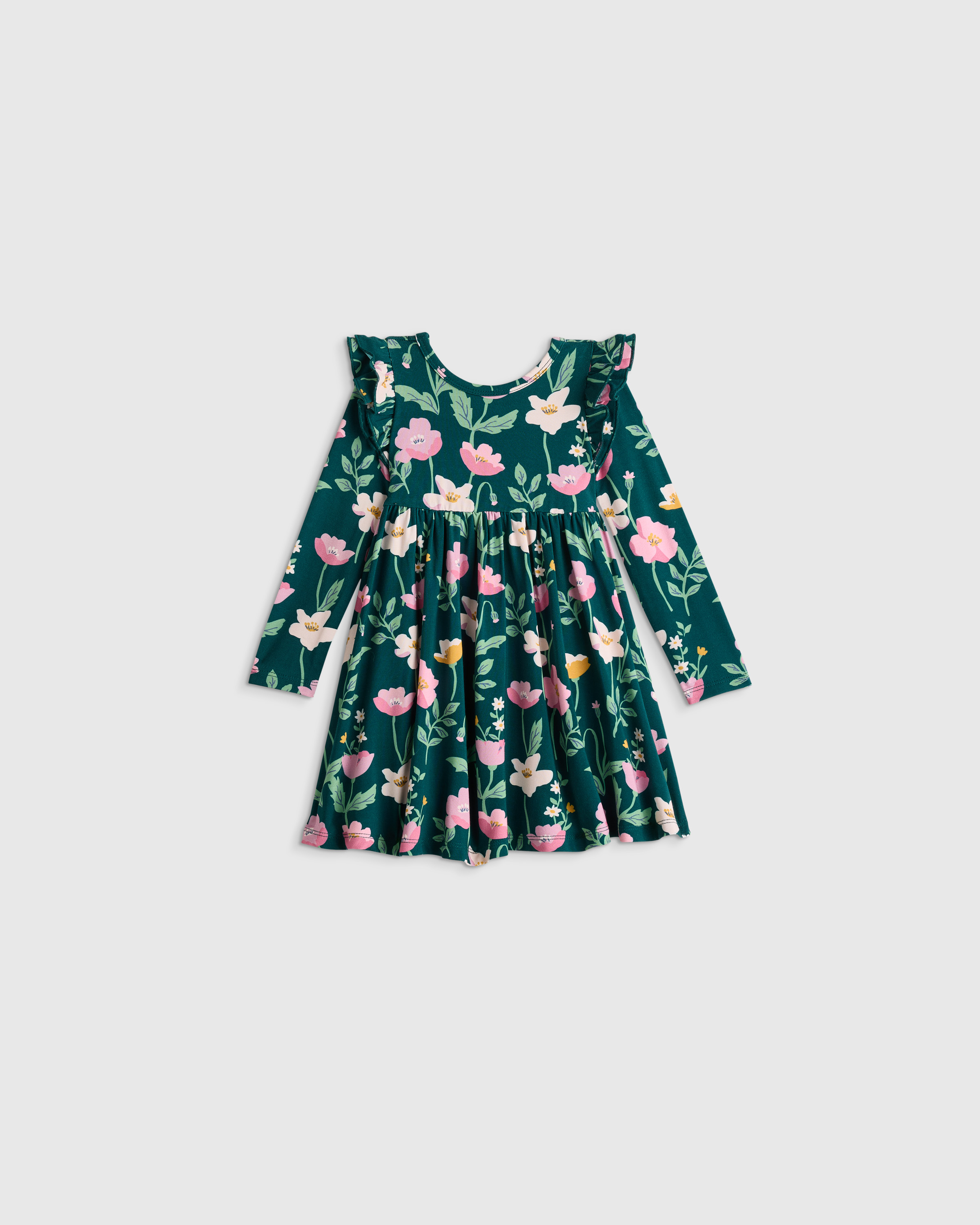 Bamboo Long Sleeve Flutter Twirl Dress