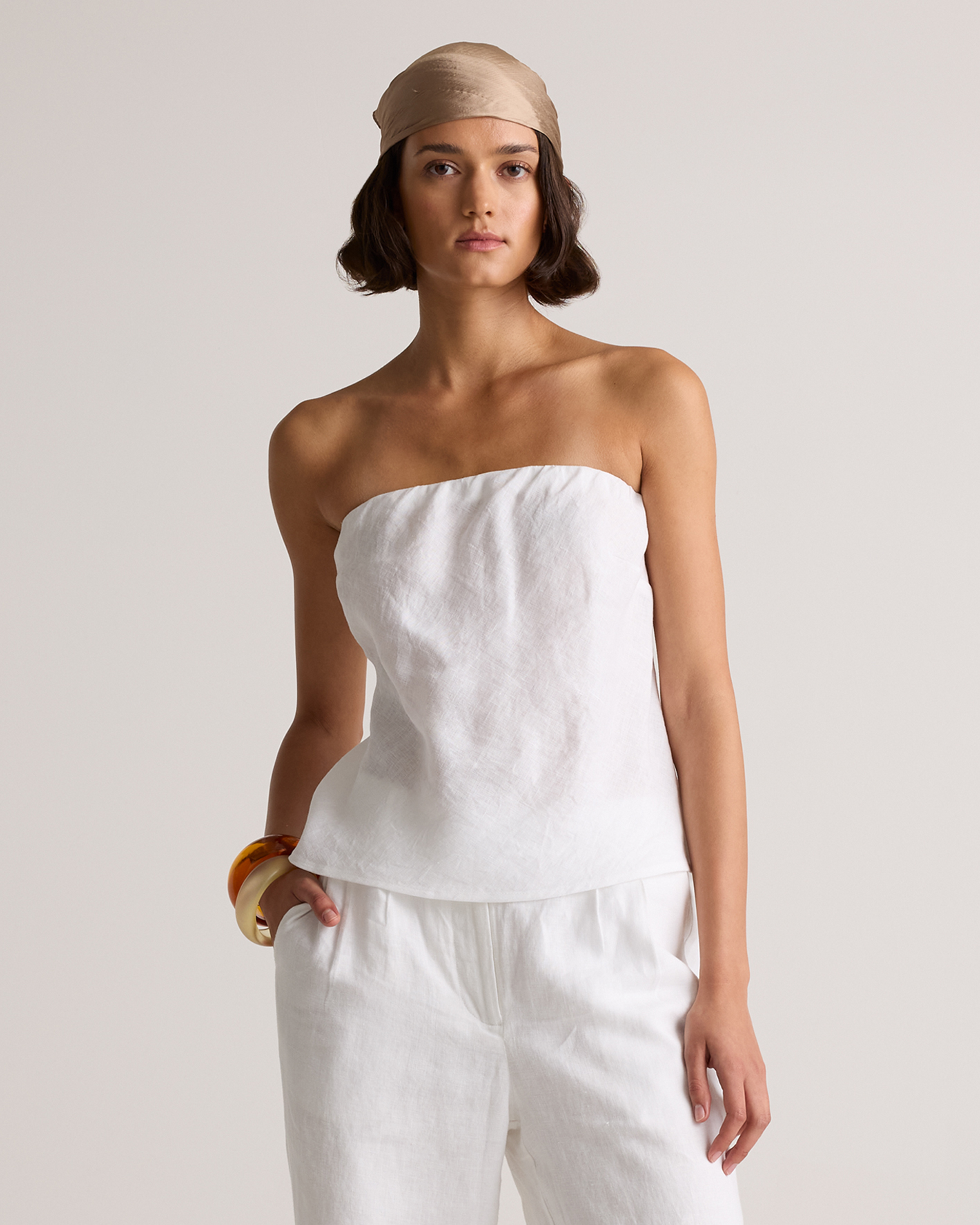 100% European Linen Strapless Top