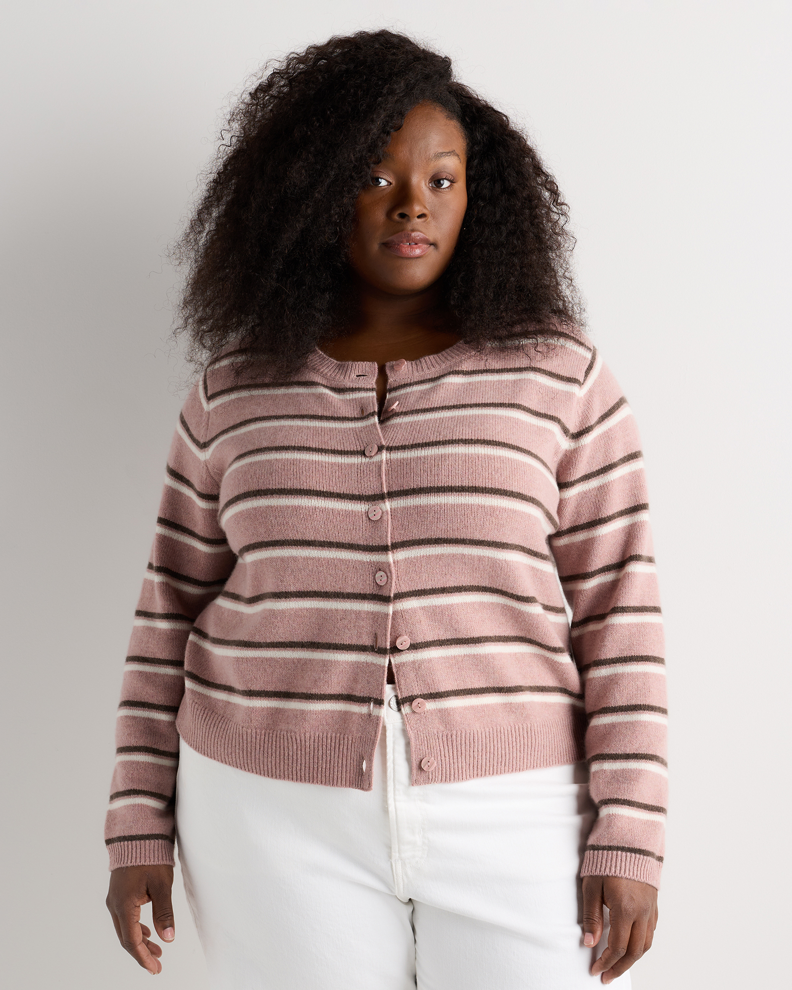 Mongolian Cashmere Cropped Crew Cardigan
