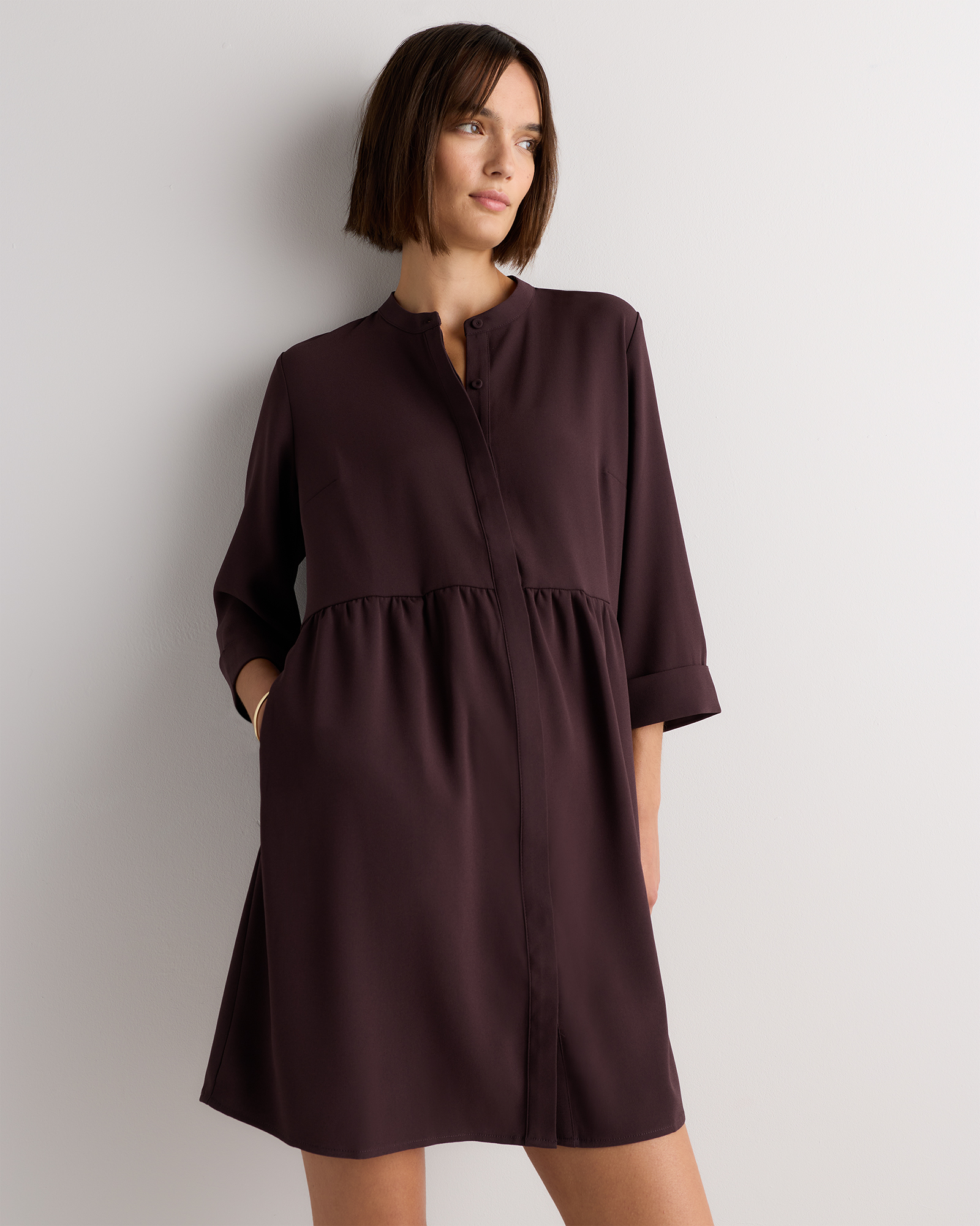 Fluid Crepe Shirt Dress
