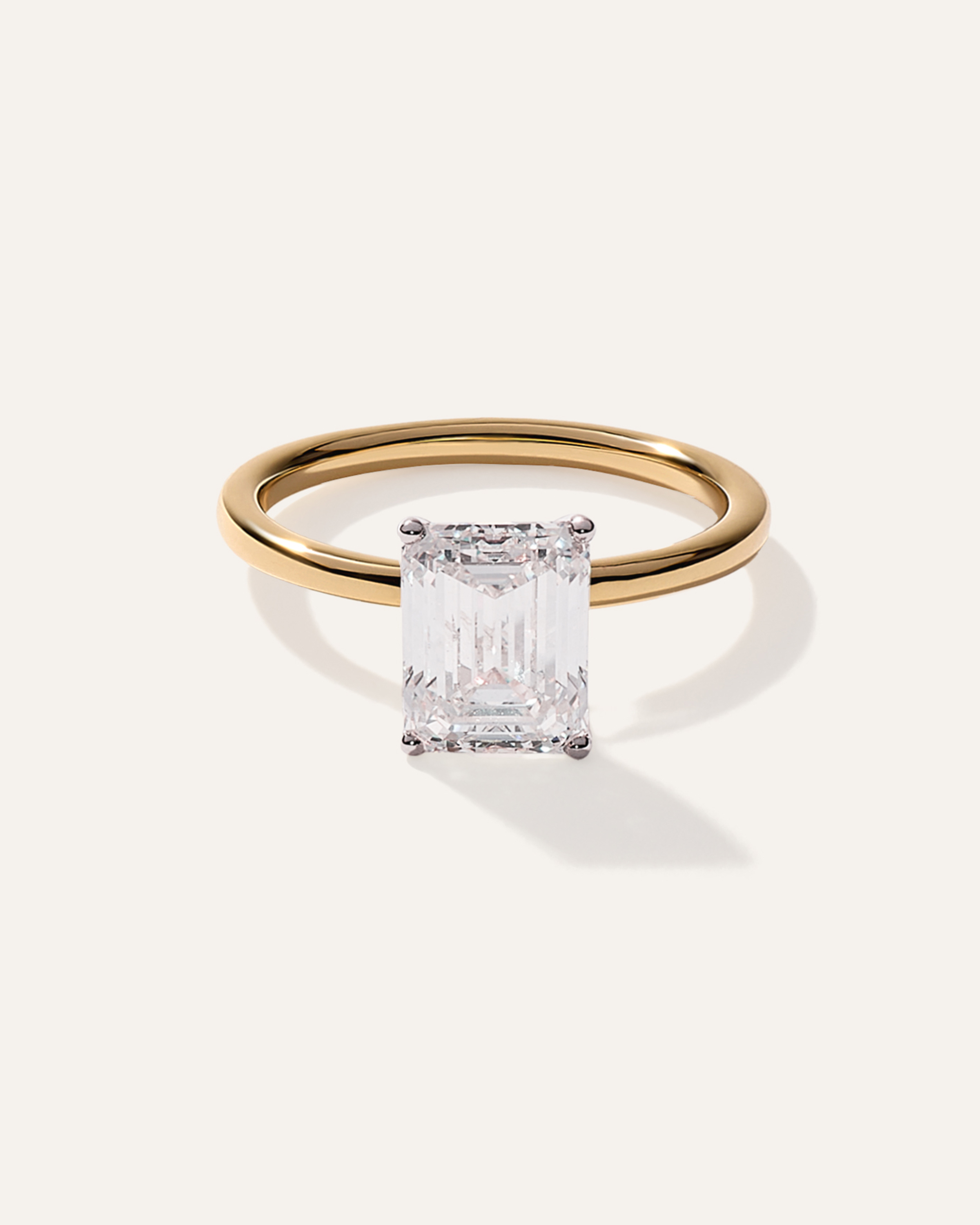Lab Grown Diamond Emerald Comfort Fit Engagement Ring - 3ct