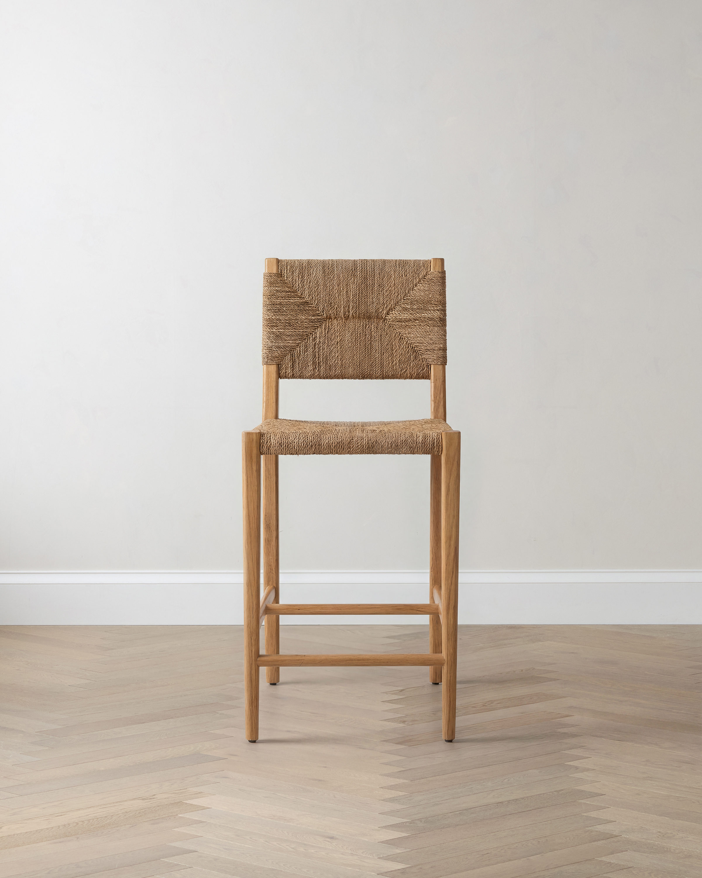 Woven Stool with Solid Oak Frame