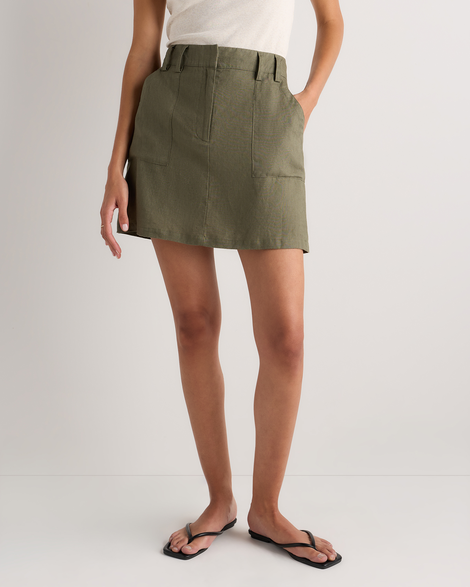 100% European Linen Utility Skort