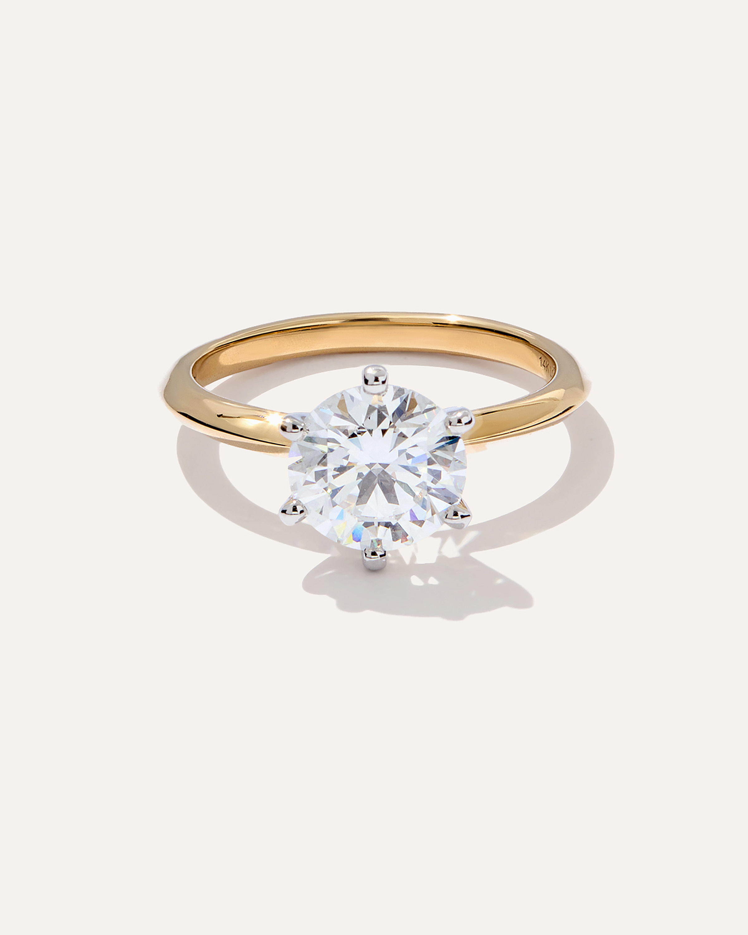 Lab Grown Diamond Round Six Prong Knife Edge Engagement Ring - 2ct