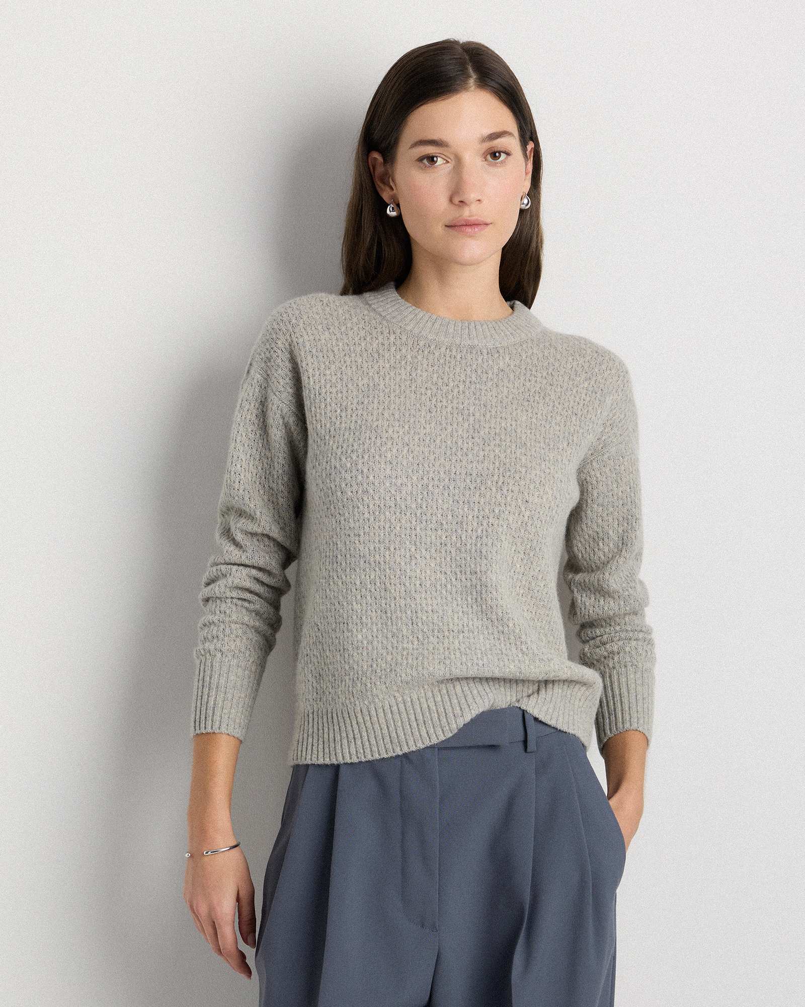 100% Yak Wool Diamond Stitch Crew