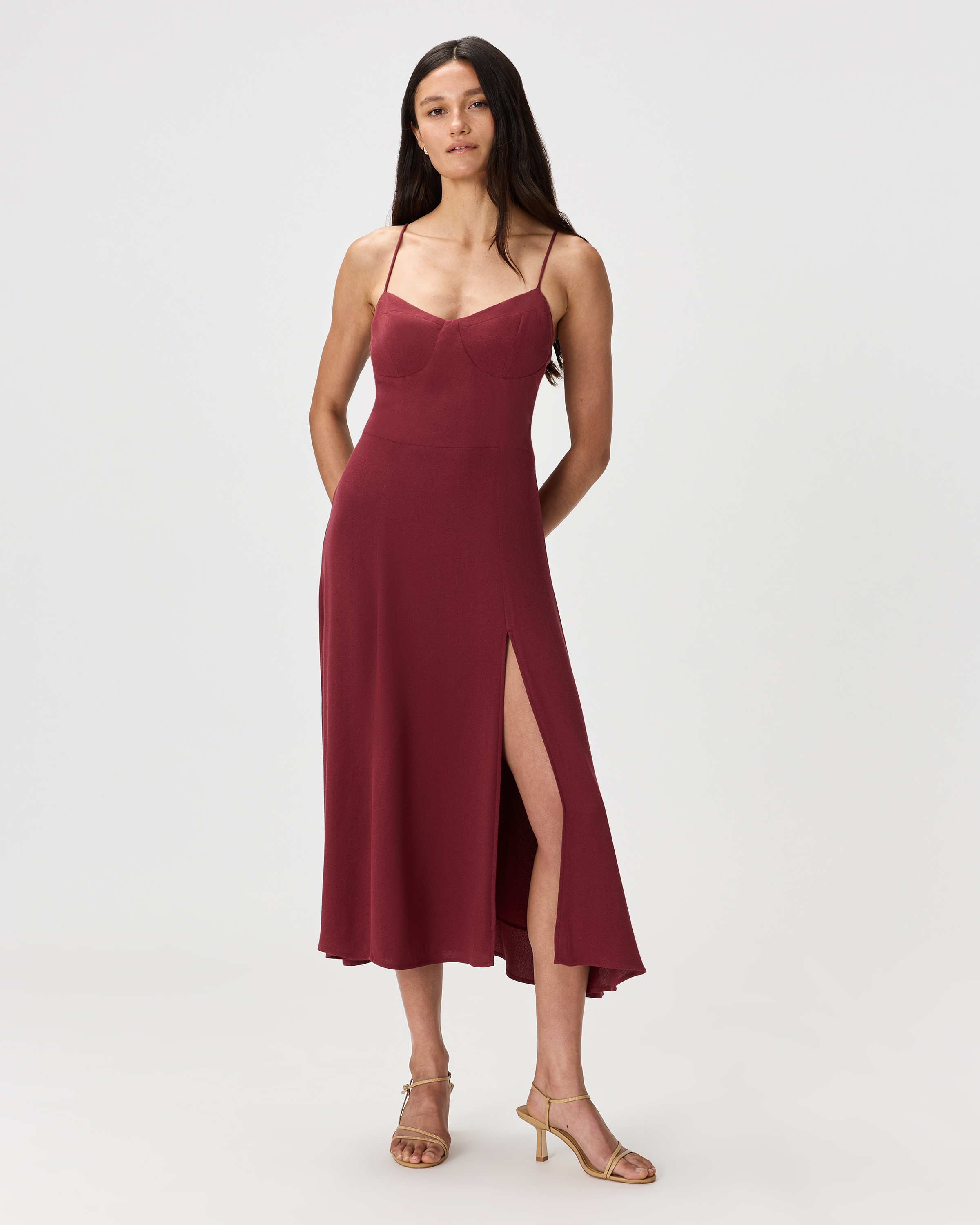 Lightweight Crepe Sweetheart Midi Dress