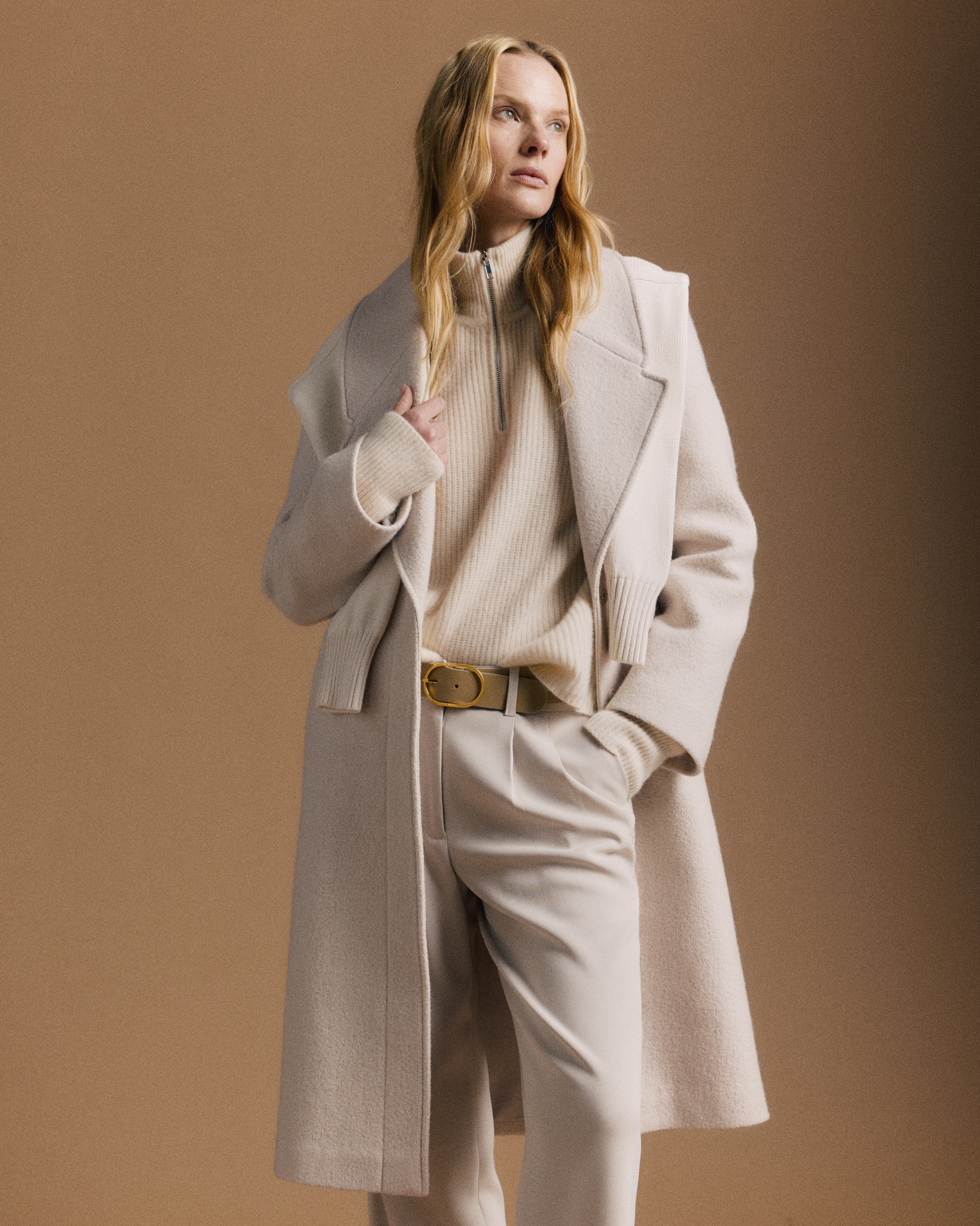 100% Merino Wool Shawl Collar Long Coat
