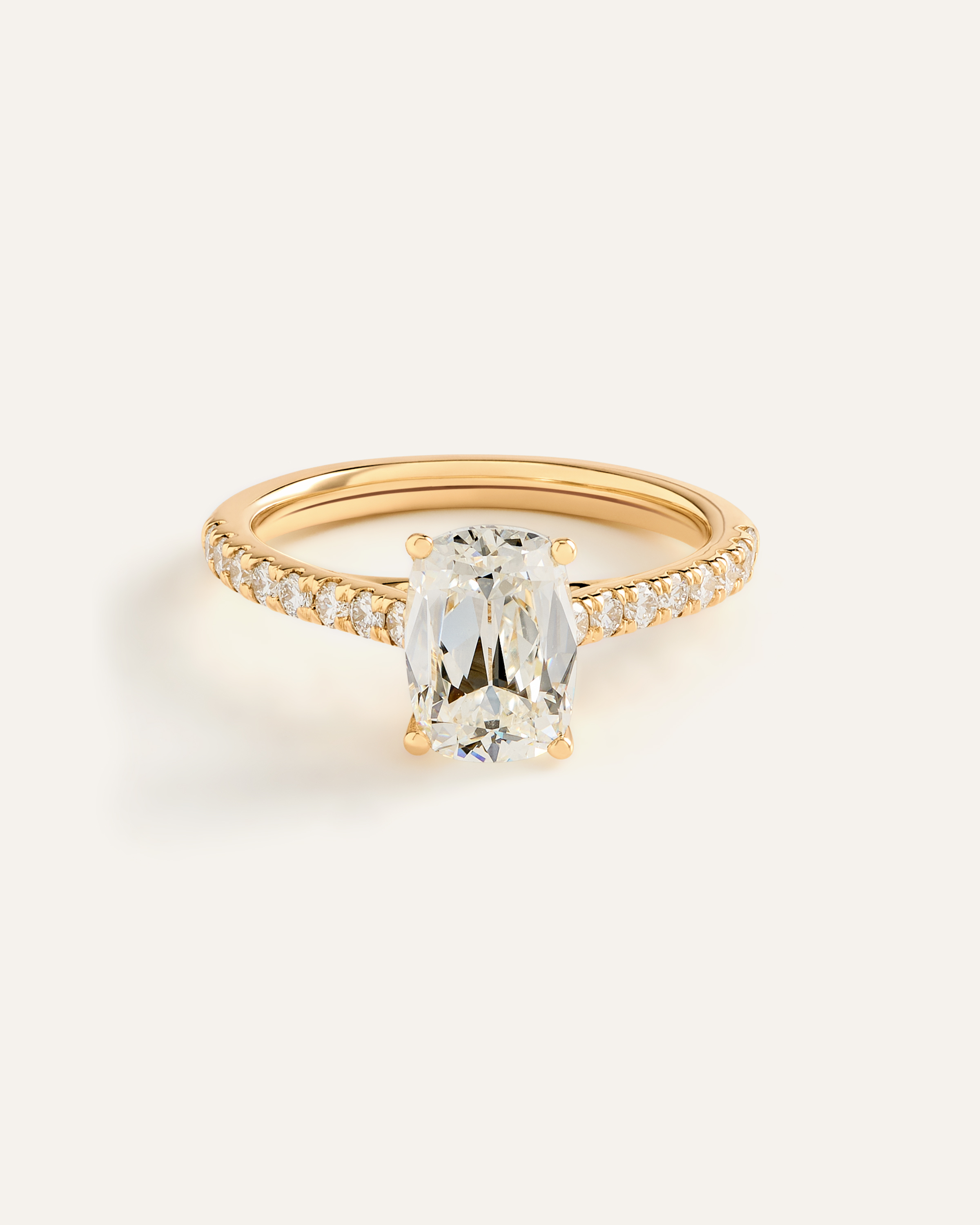Lab Grown Diamond Antique Cushion Pave Trellis Cathedral Engagement Ring - 2ct