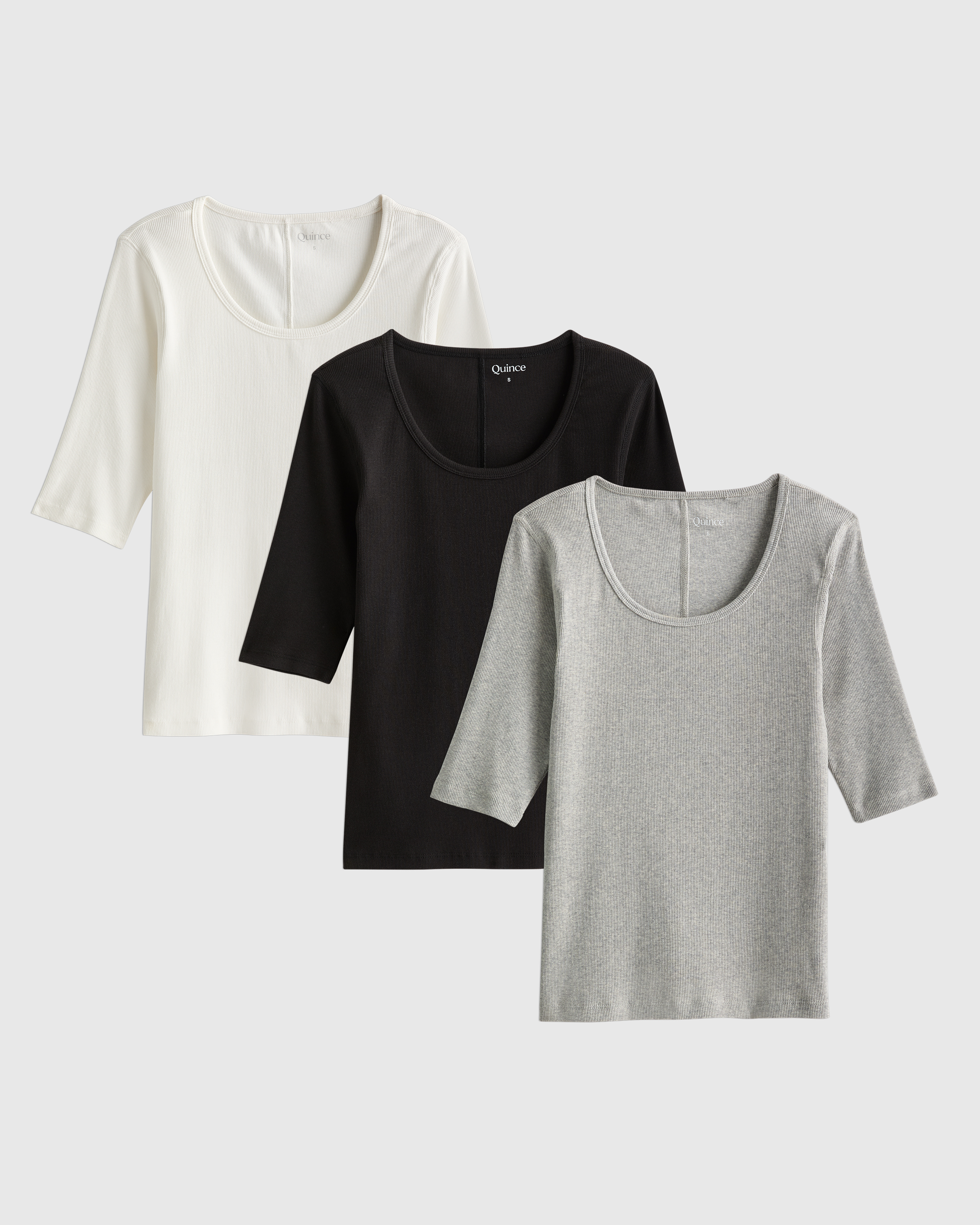 Organic Cotton Micro-Rib Elbow Tee 3-Pack