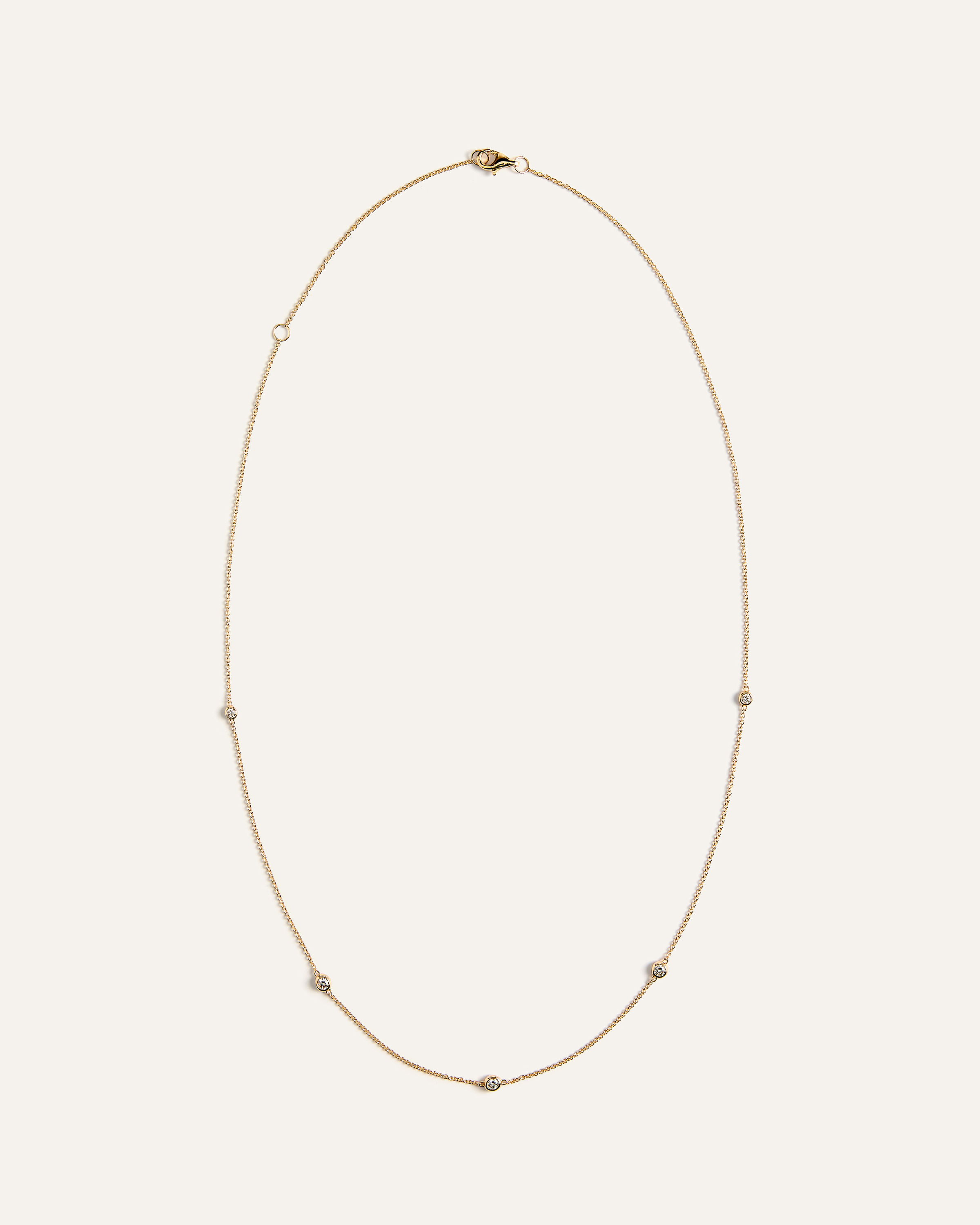 14K Gold Diamond Bezel Station Necklace