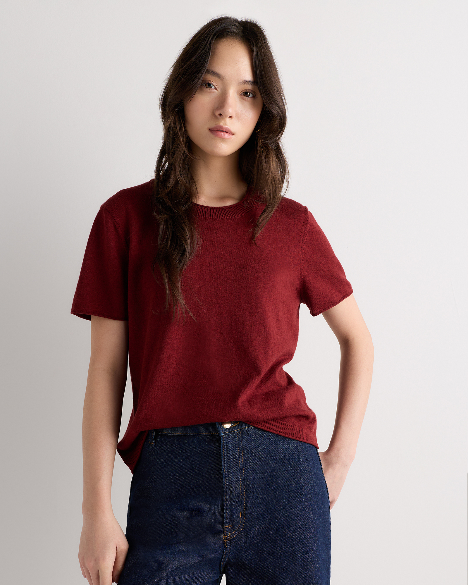 Lightweight Cotton Cashmere Relaxed Sweater Tee