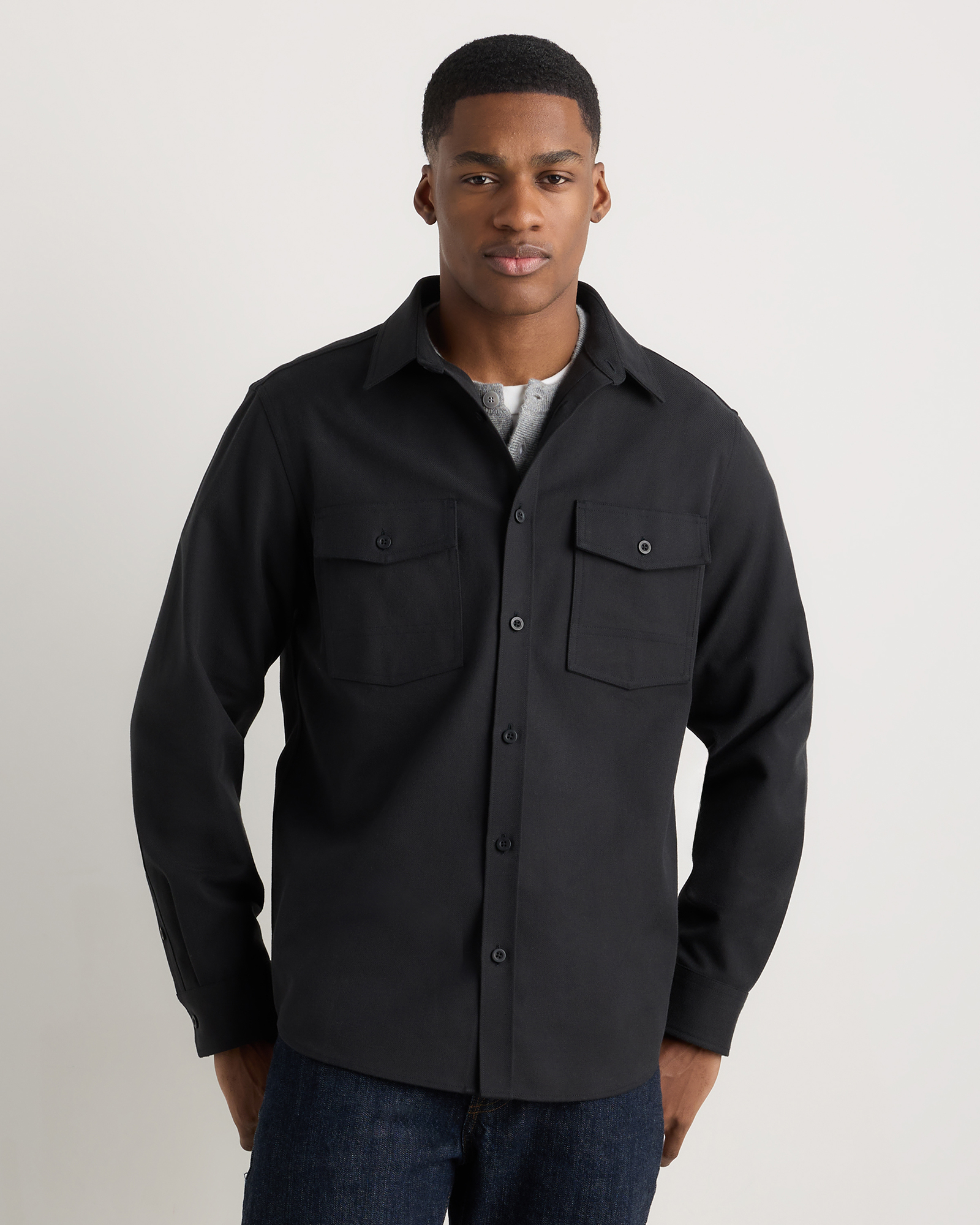 Brushed Cotton Wool Utility Overshirt