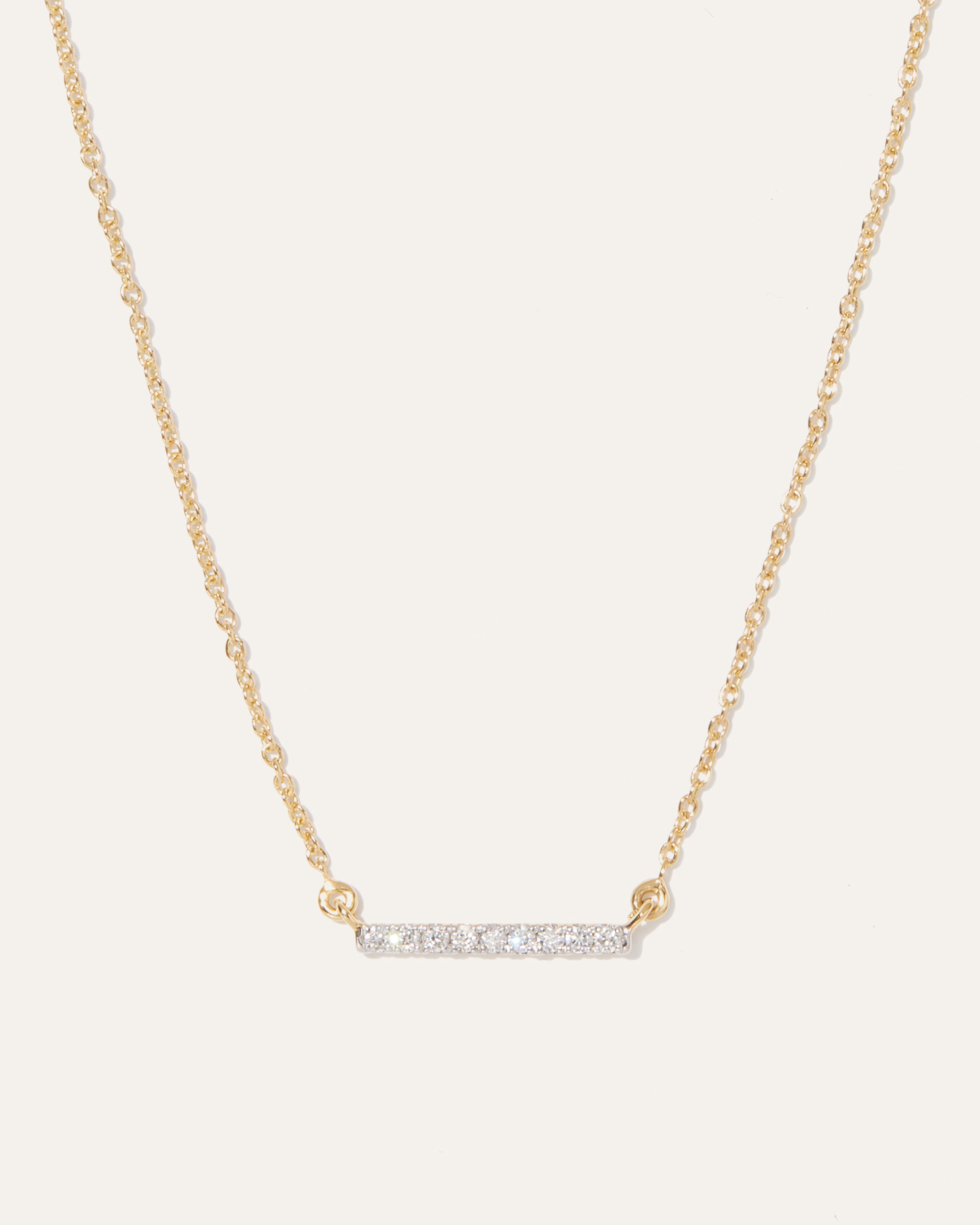 14K Gold Diamond Petite Bar Necklace