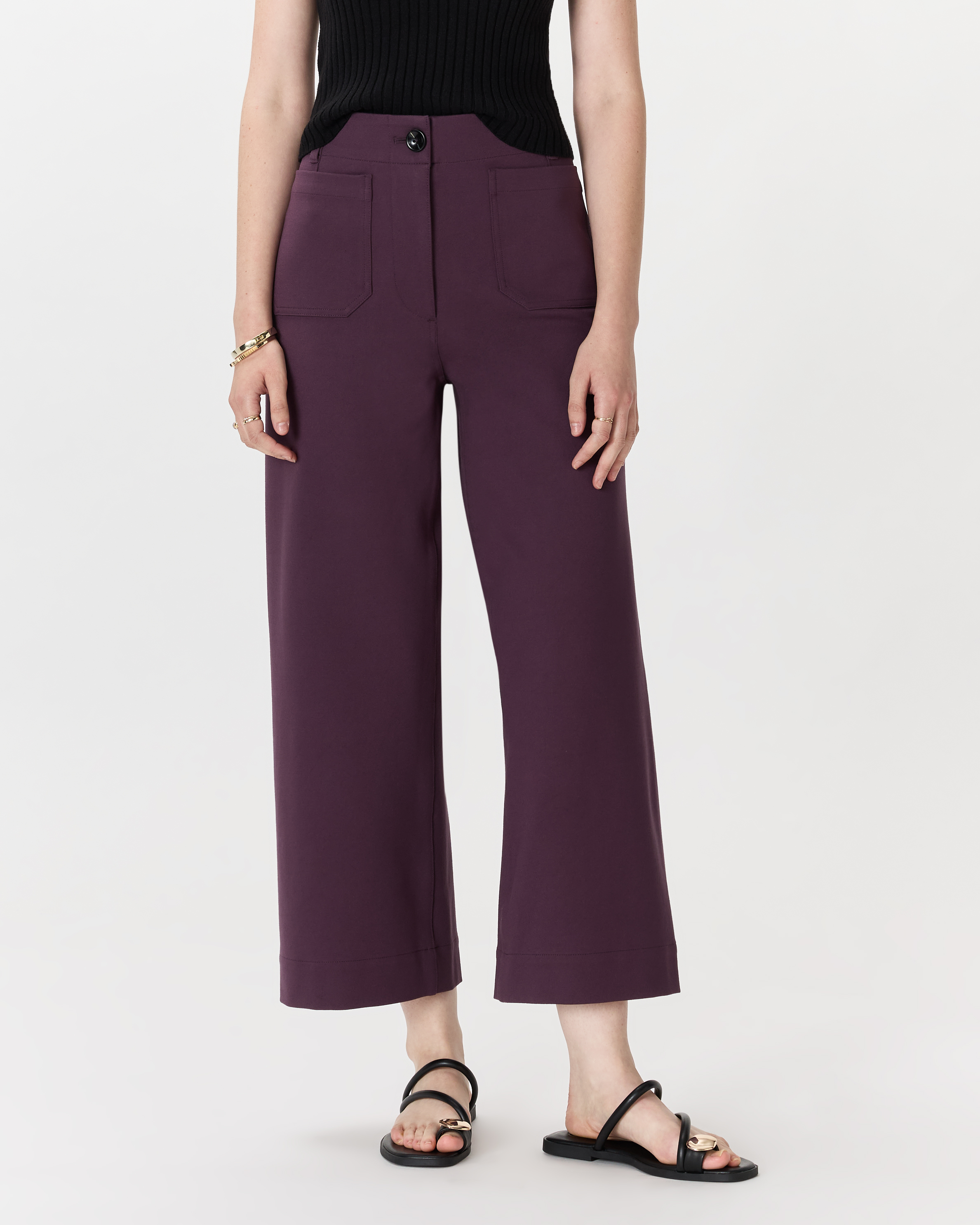Ultra-Stretch Ponte Cropped Wide Leg Pants
