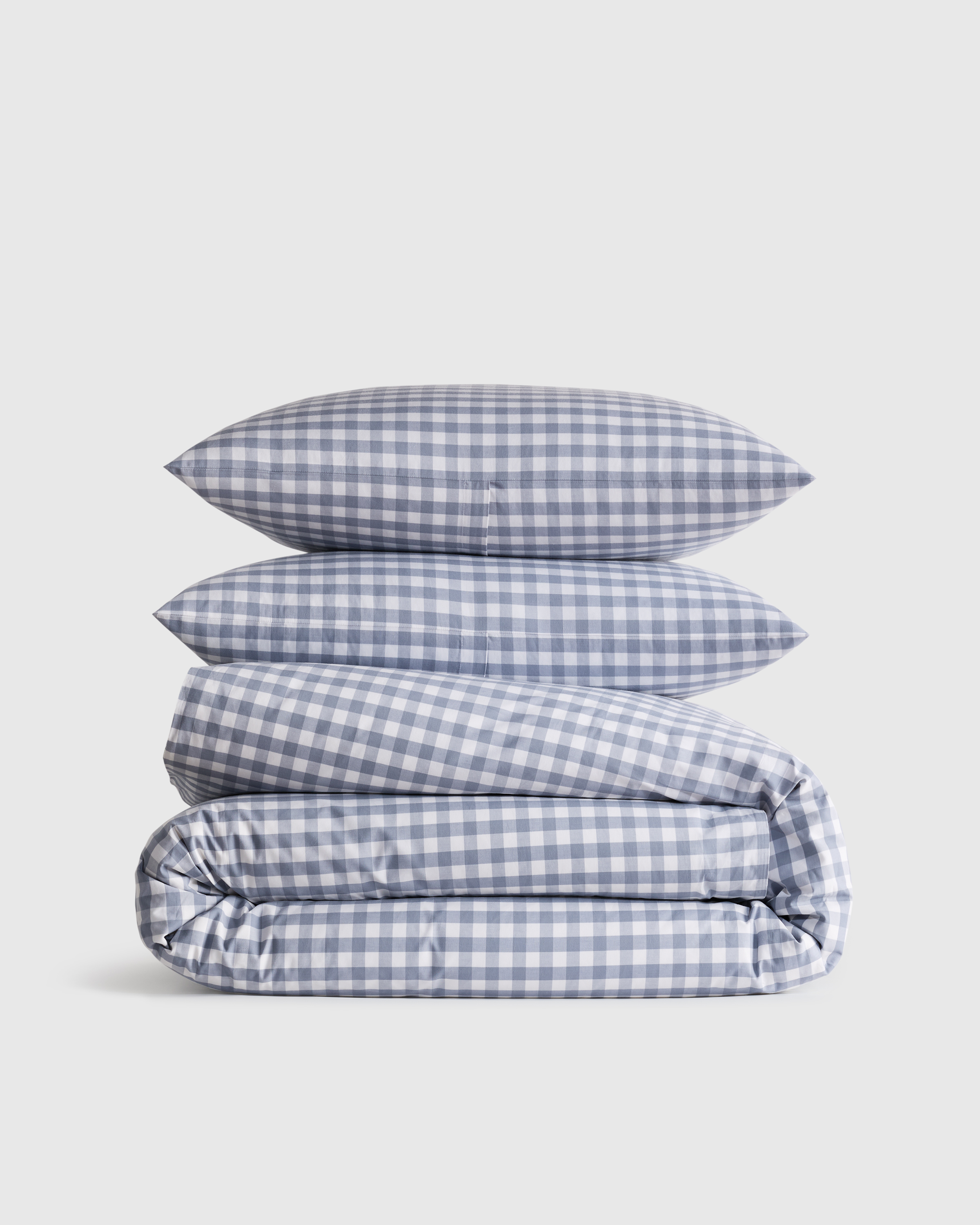 Organic Crisp Percale Gingham Duvet Cover Set