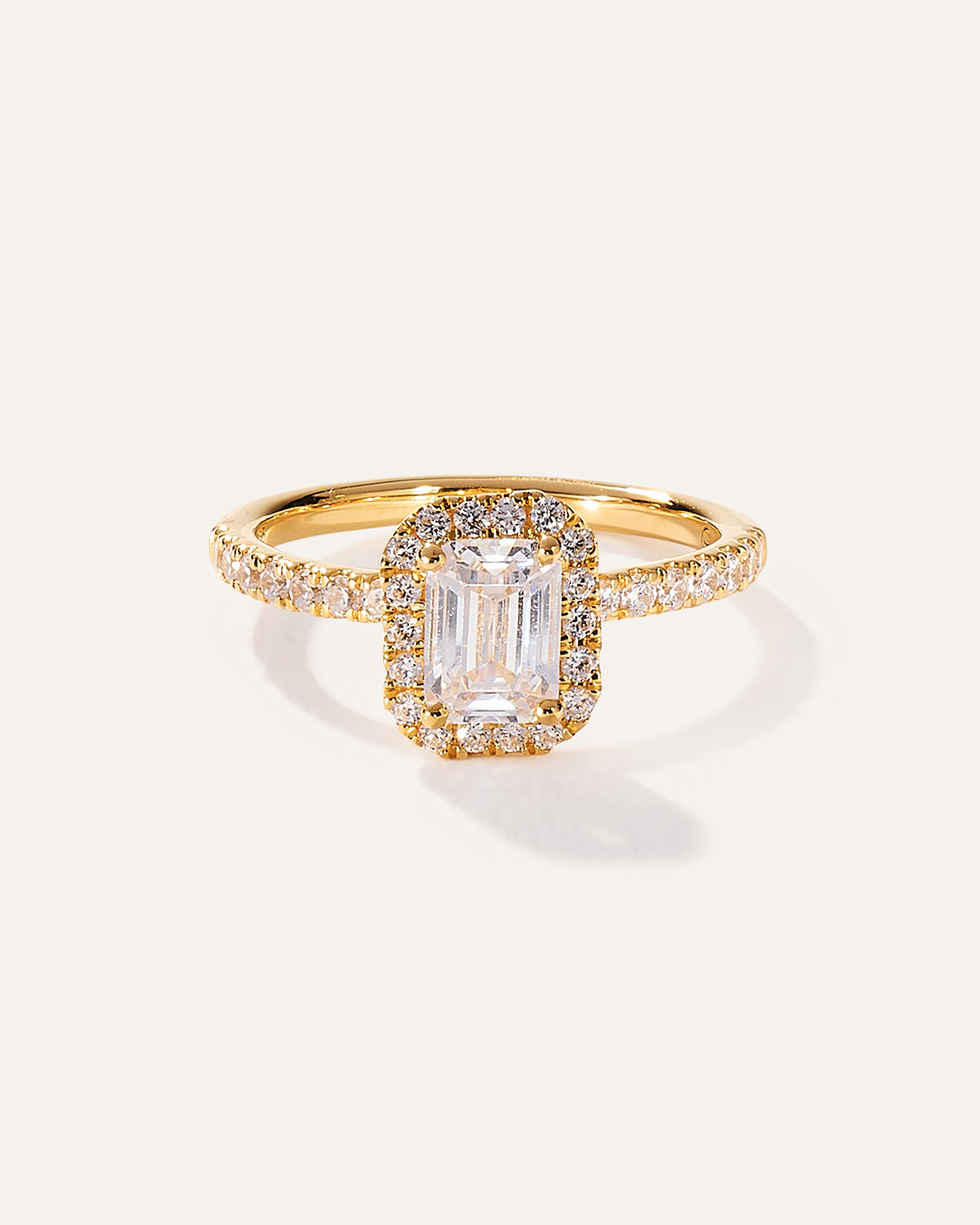 Lab Grown Diamond Emerald Halo Pave Engagement Ring - 1.50ct