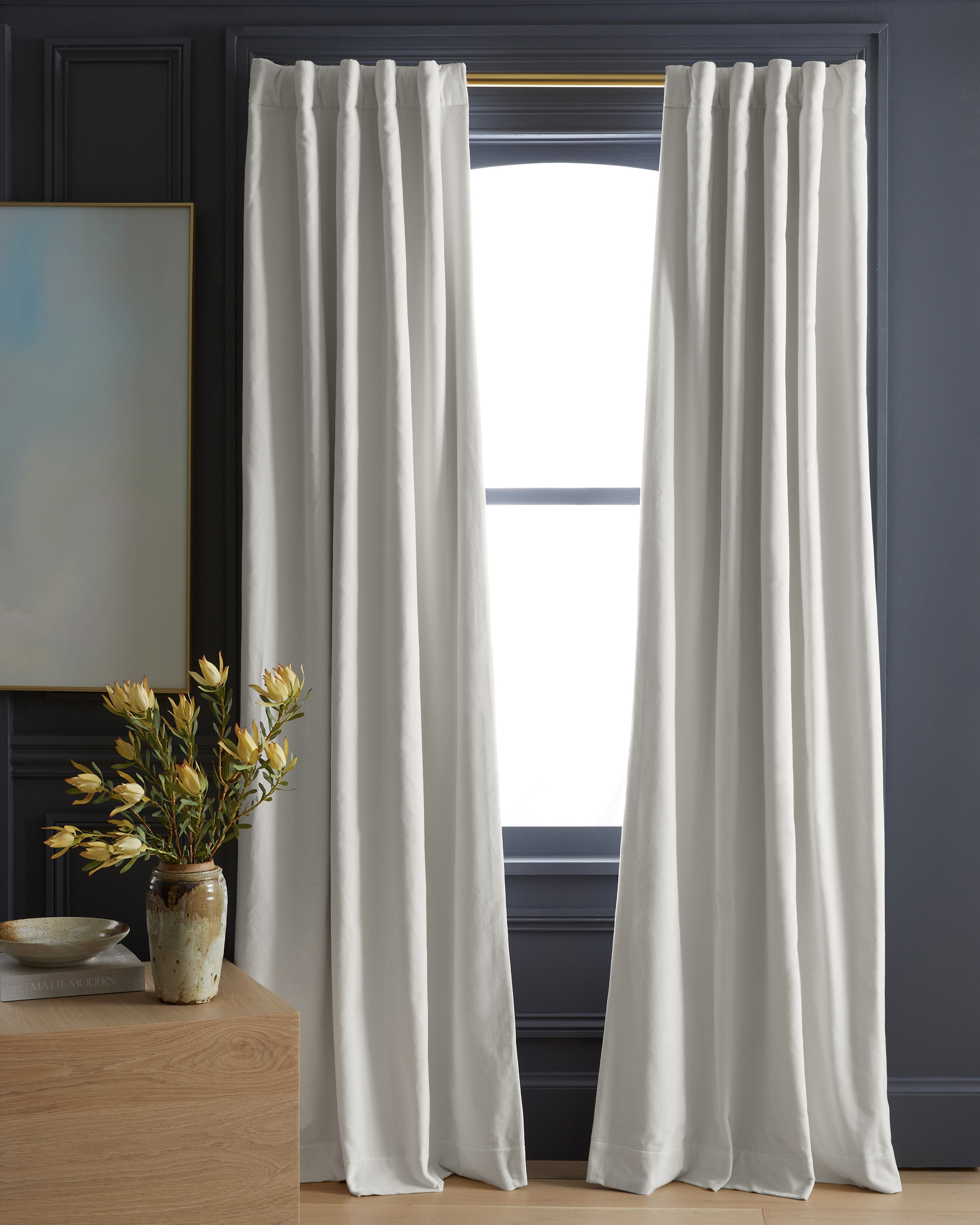 Cotton Velvet Room Darkening Curtain - Single Panel