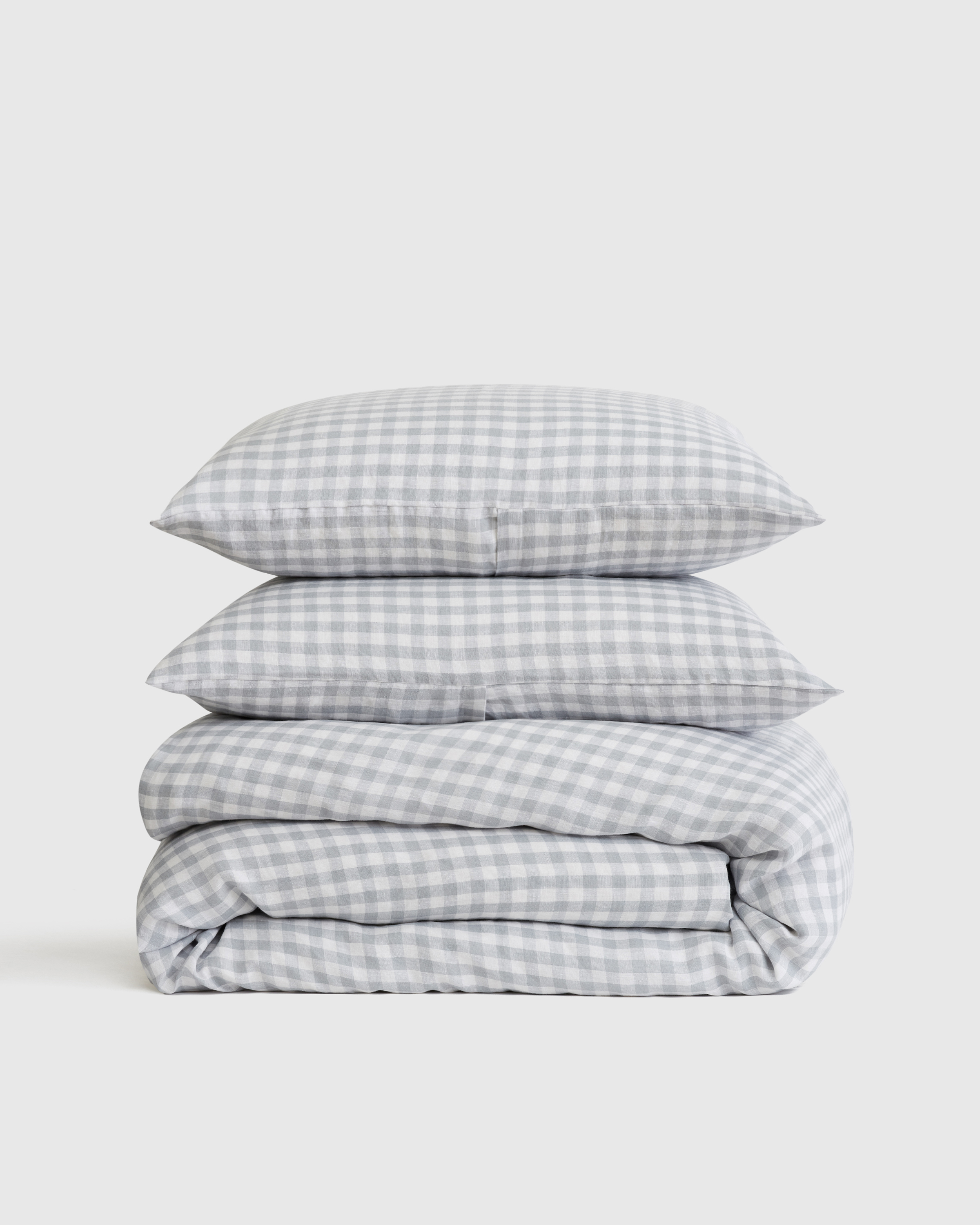 European Linen Gingham Duvet Cover Set