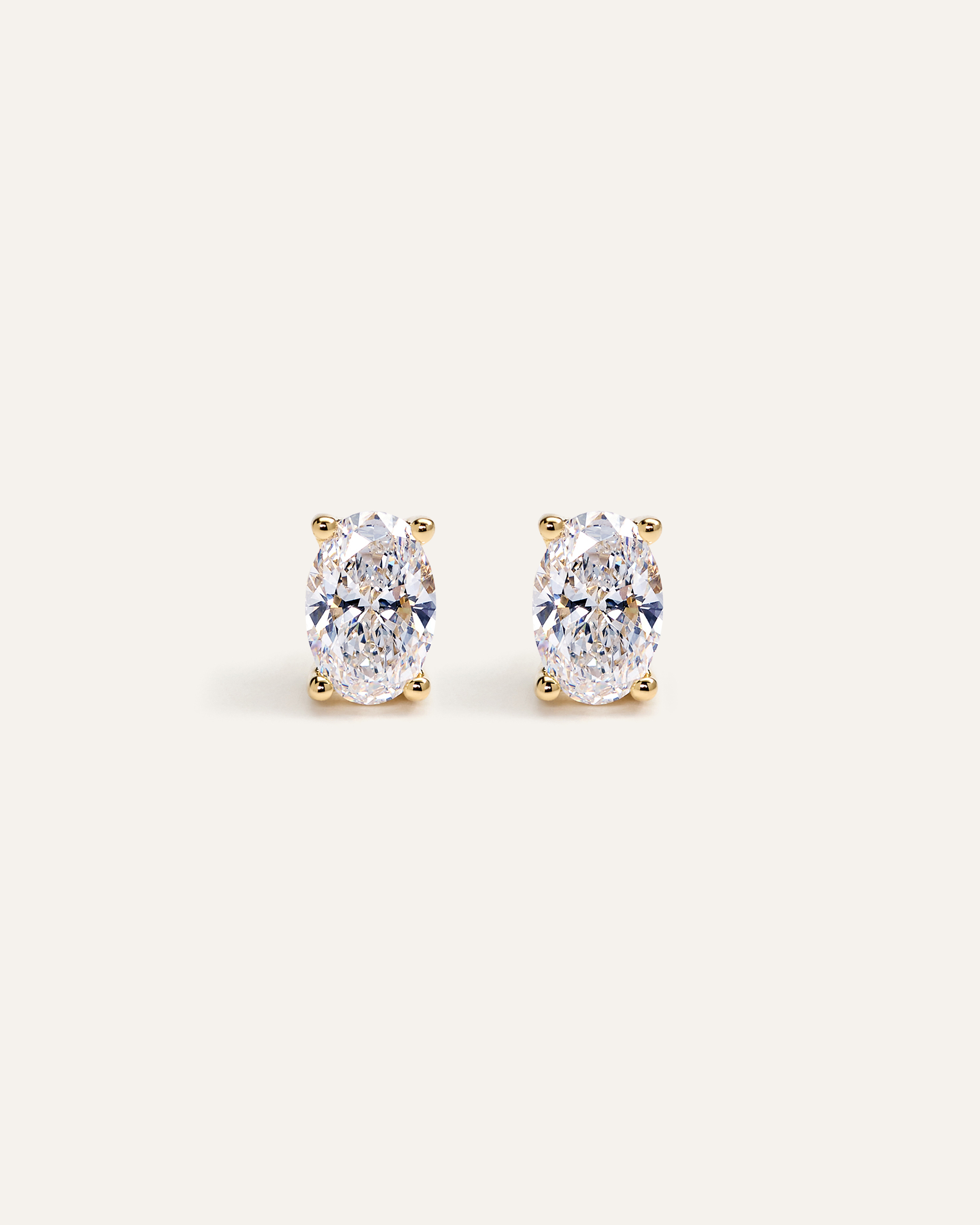 14K Gold Lab Grown Diamond Oval Solitaire Studs - 1.5ctw