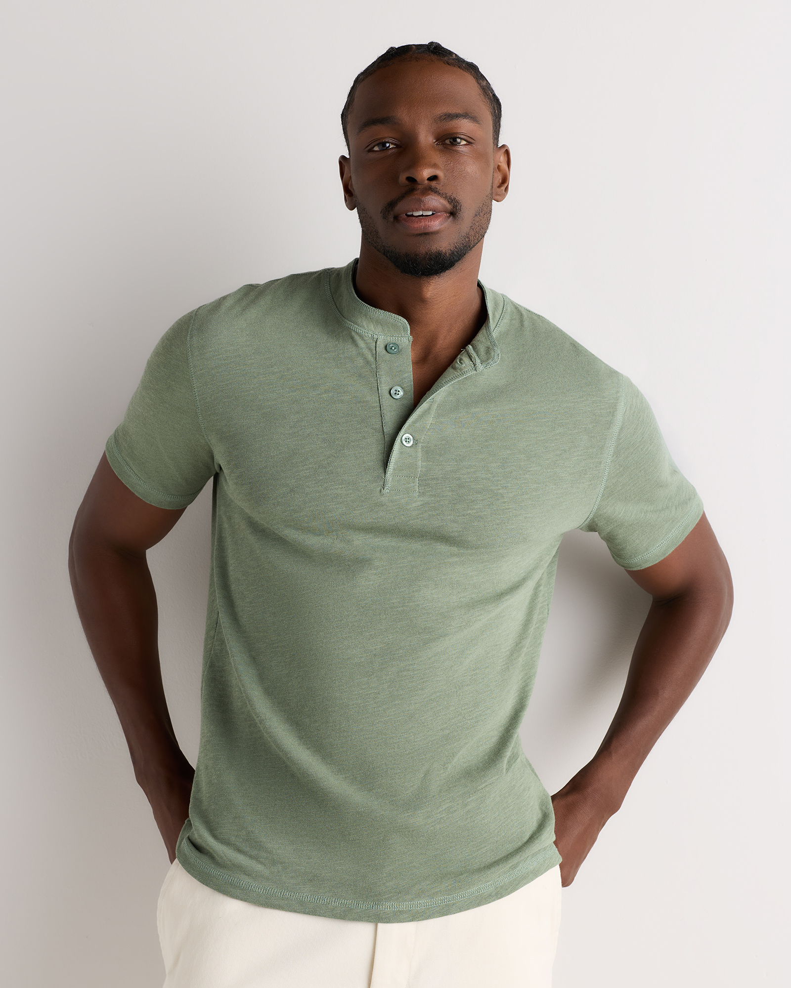 100% Organic Cotton Slub Henley Tee
