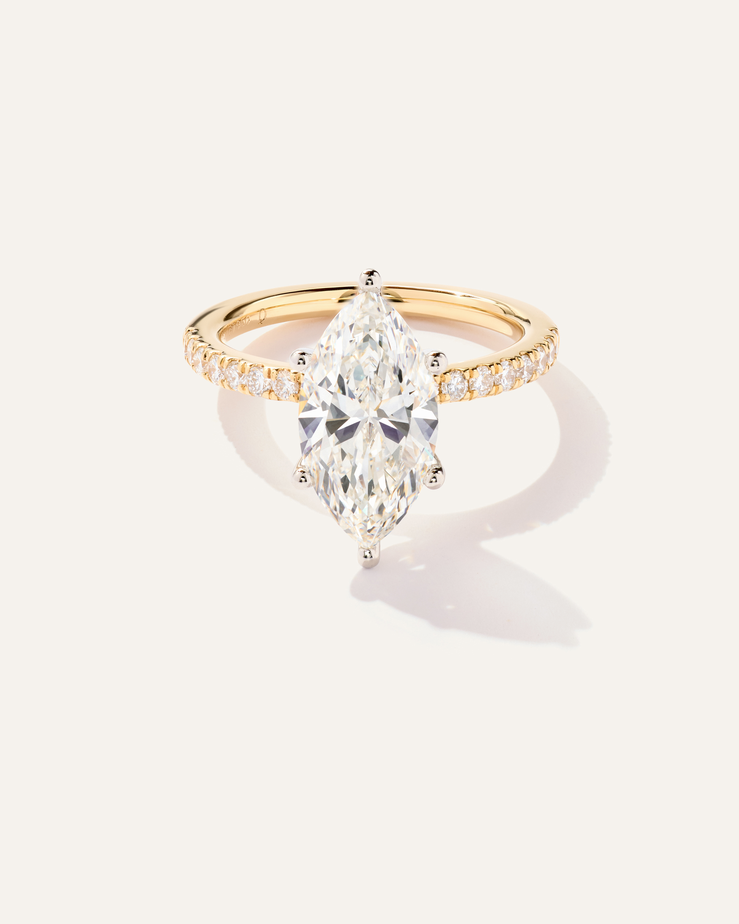 Lab Grown Diamond Marquise Petite Pave Engagement Ring - 3ct