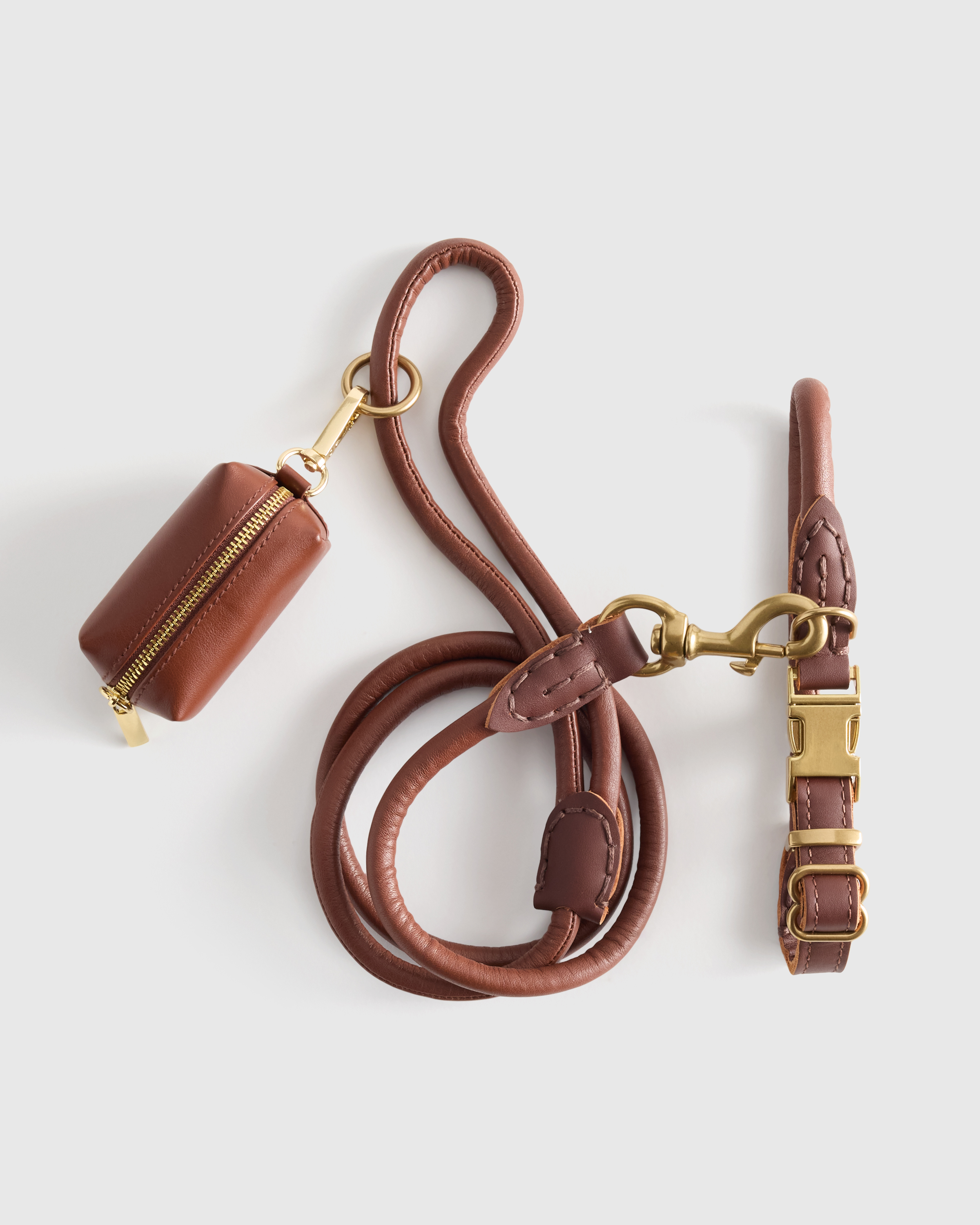 Italian Leather Dog Collar Walk Kit