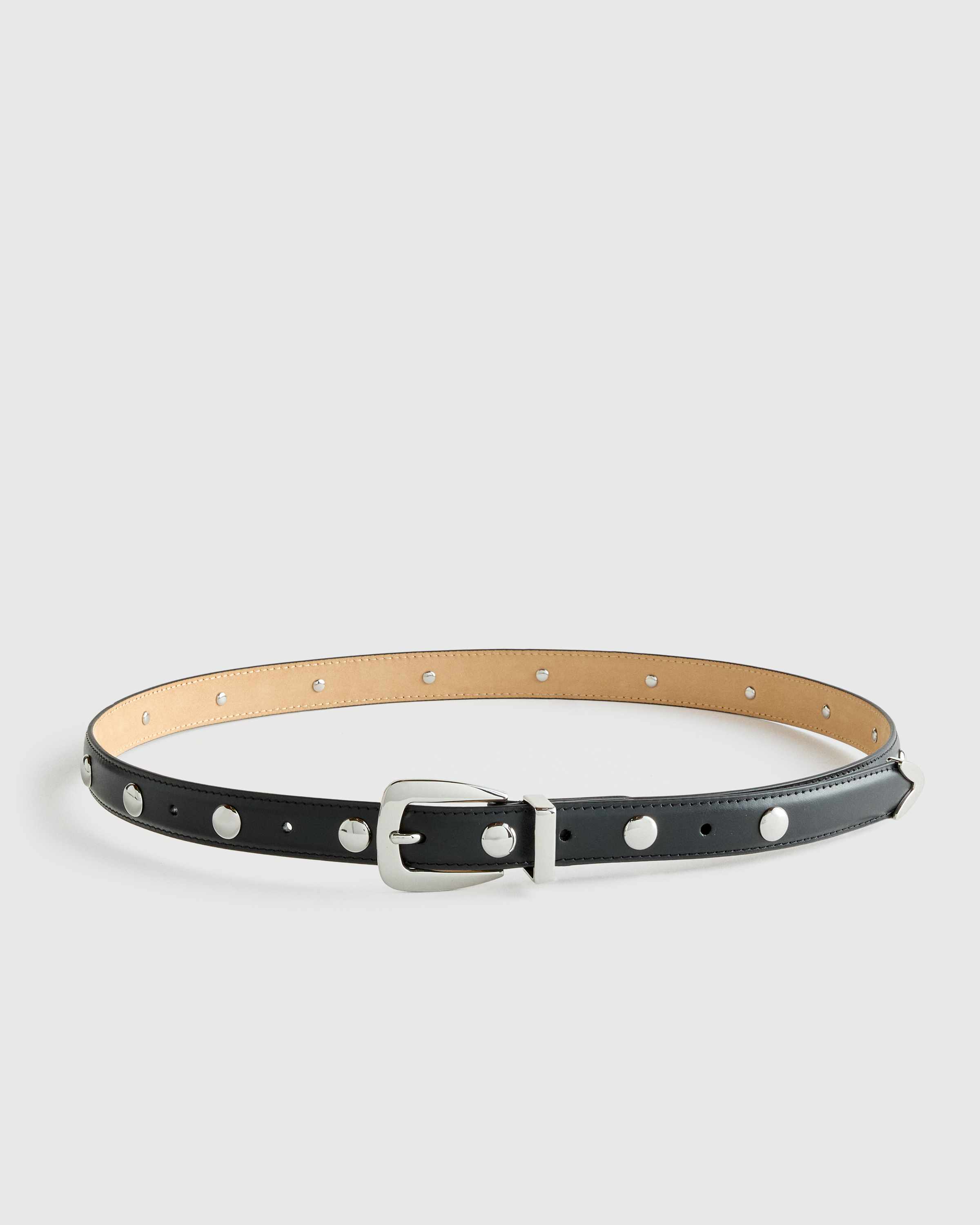 Alyssa European Leather Studded Skinny Belt