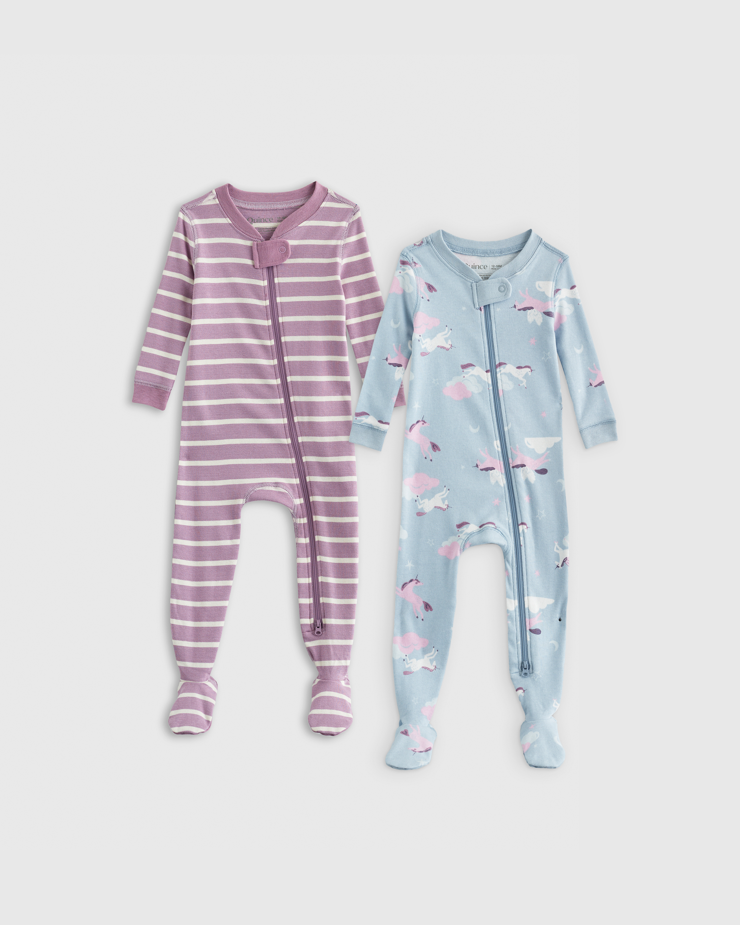 100% Organic Cotton Tight Fit Footie Pajamas 2-Pack