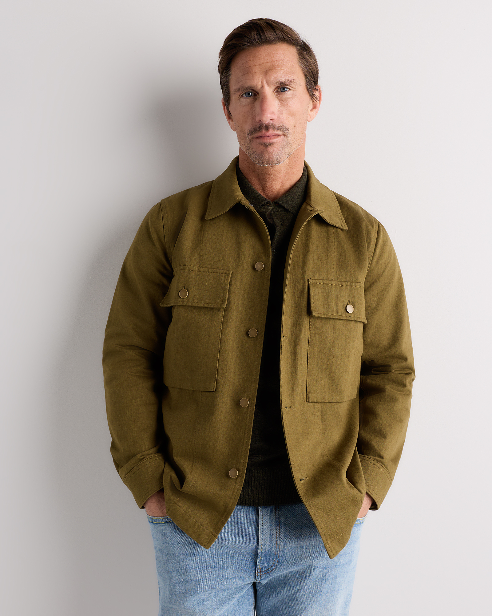 100% Organic Herringbone Twill Shirt Jacket