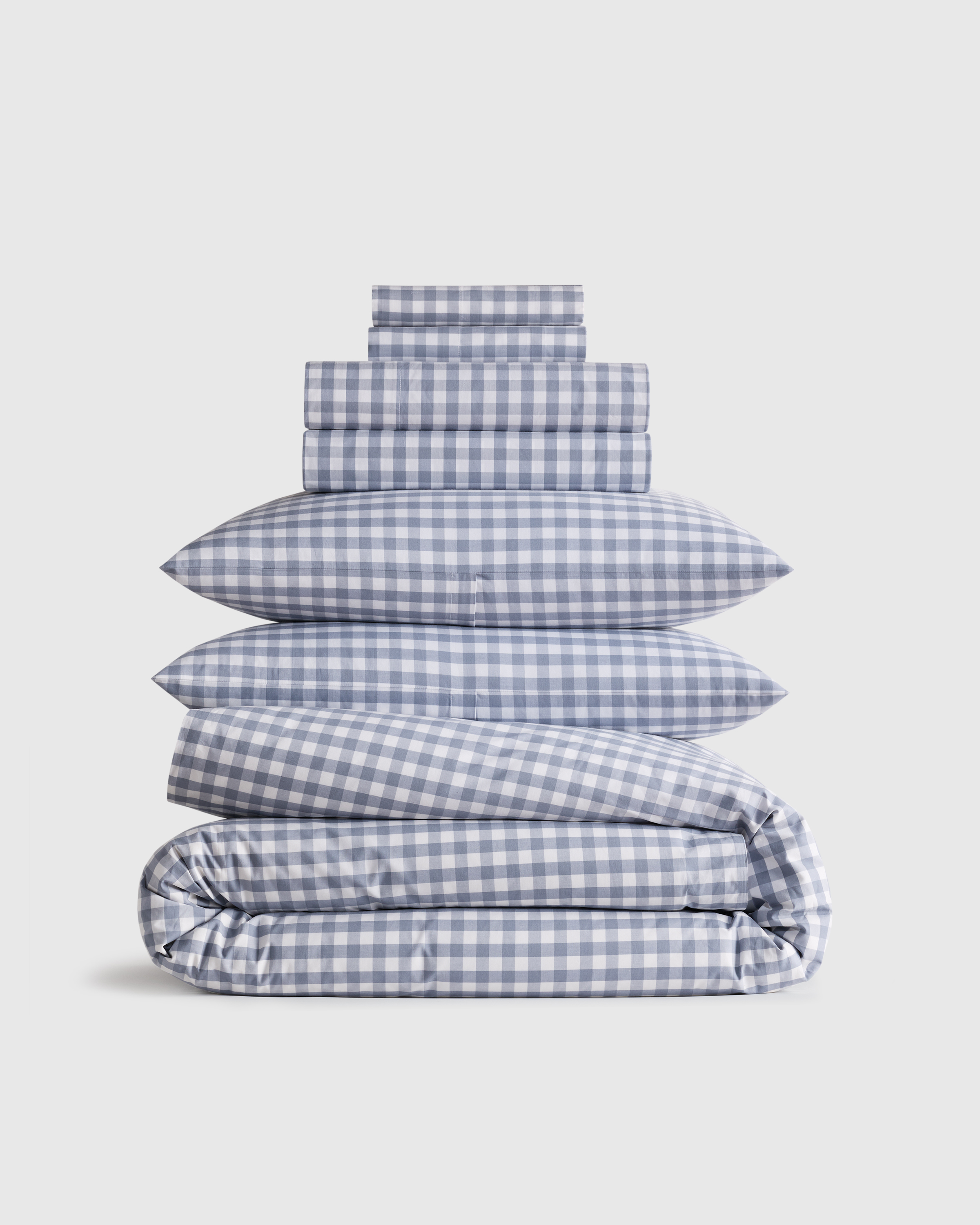 Organic Crisp Percale Gingham Deluxe Bedding Bundle