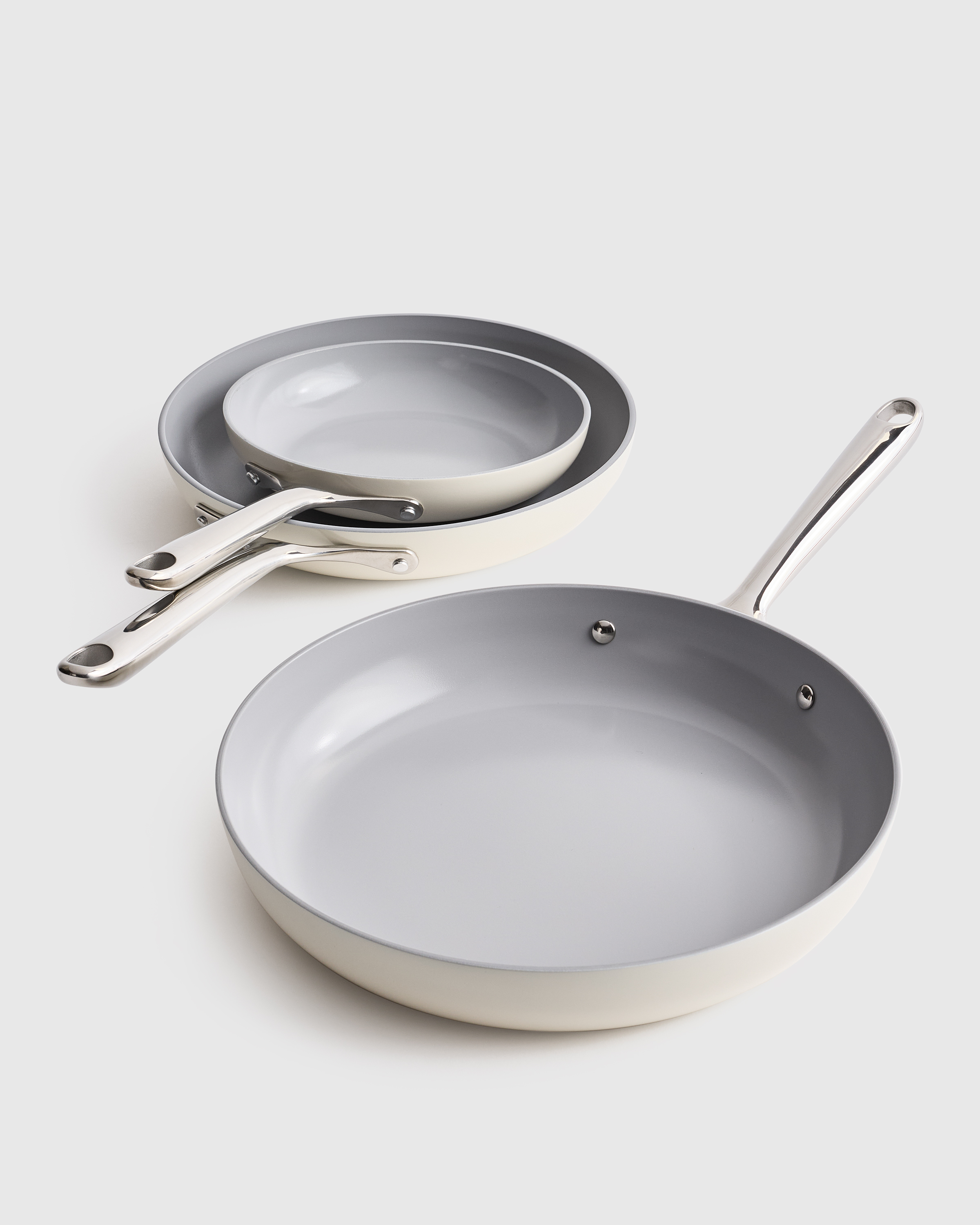 Ceramic Nonstick Frying Pan Set: 8", 10" & 12"