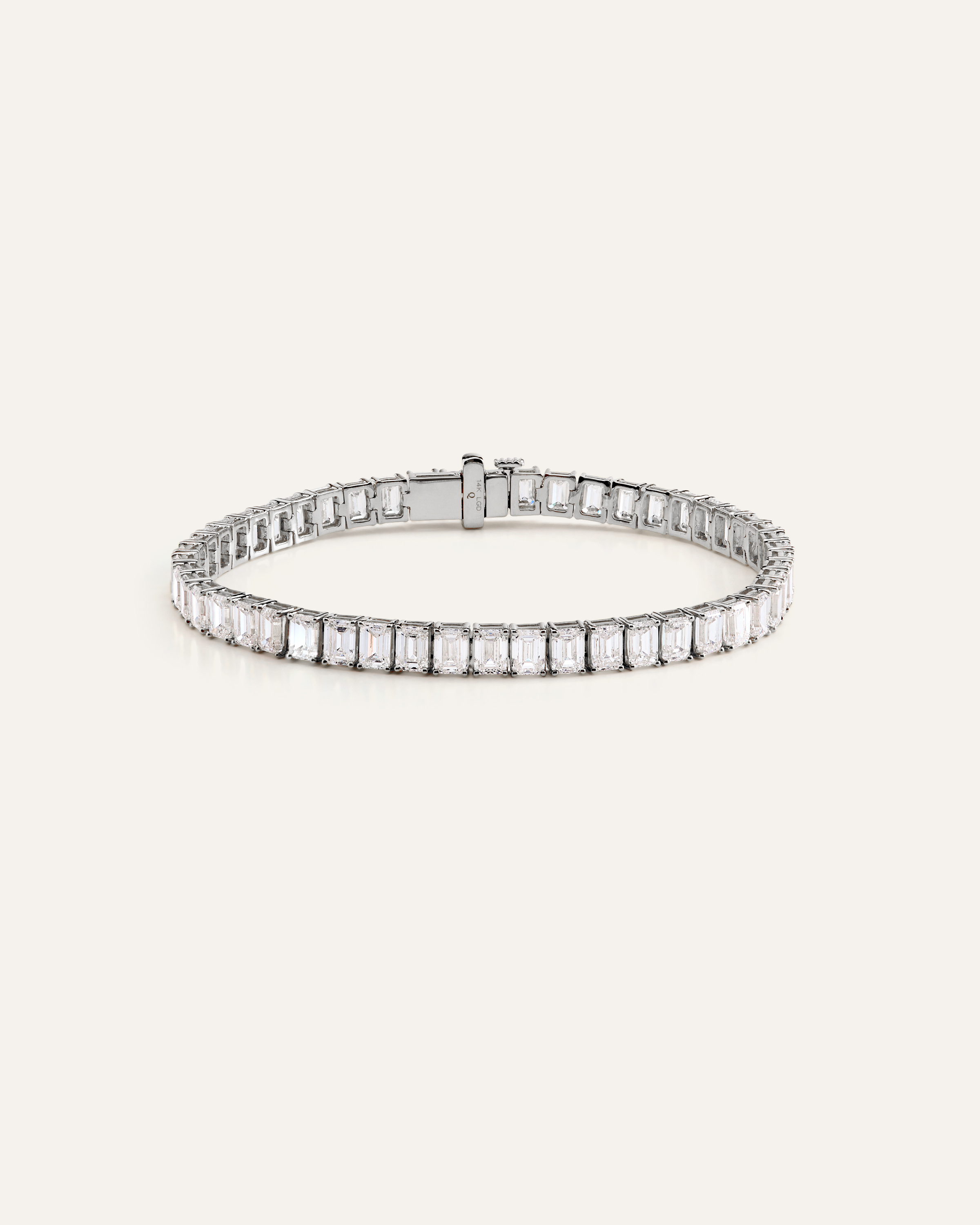 14K Gold Lab Grown Diamond North-South Emerald Tennis Bracelet - 15ctw