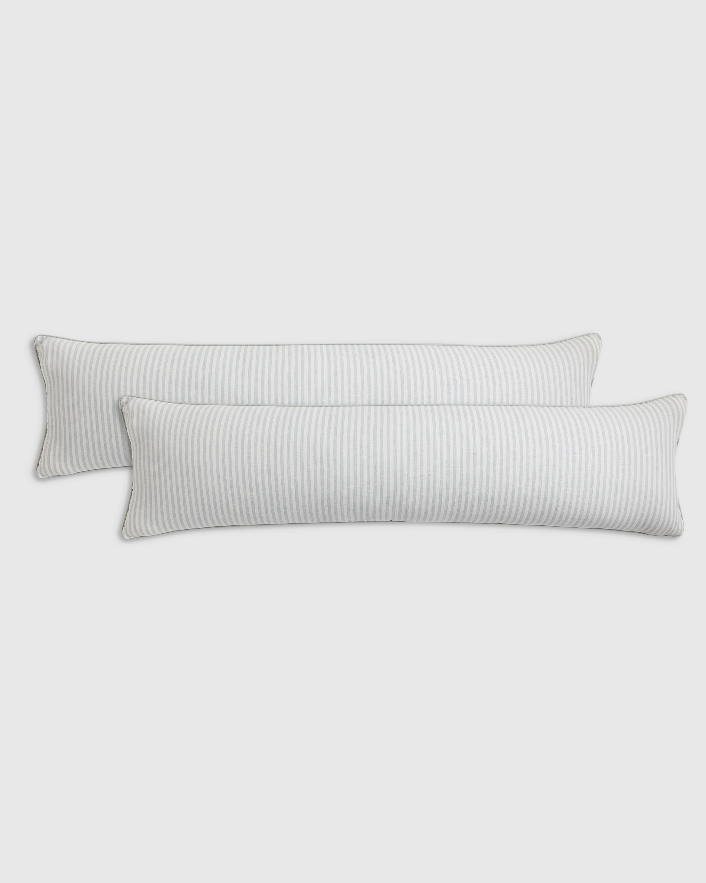 Piped Linen Stripe Oversized Lumbar Pillow Cover (Set of 2)