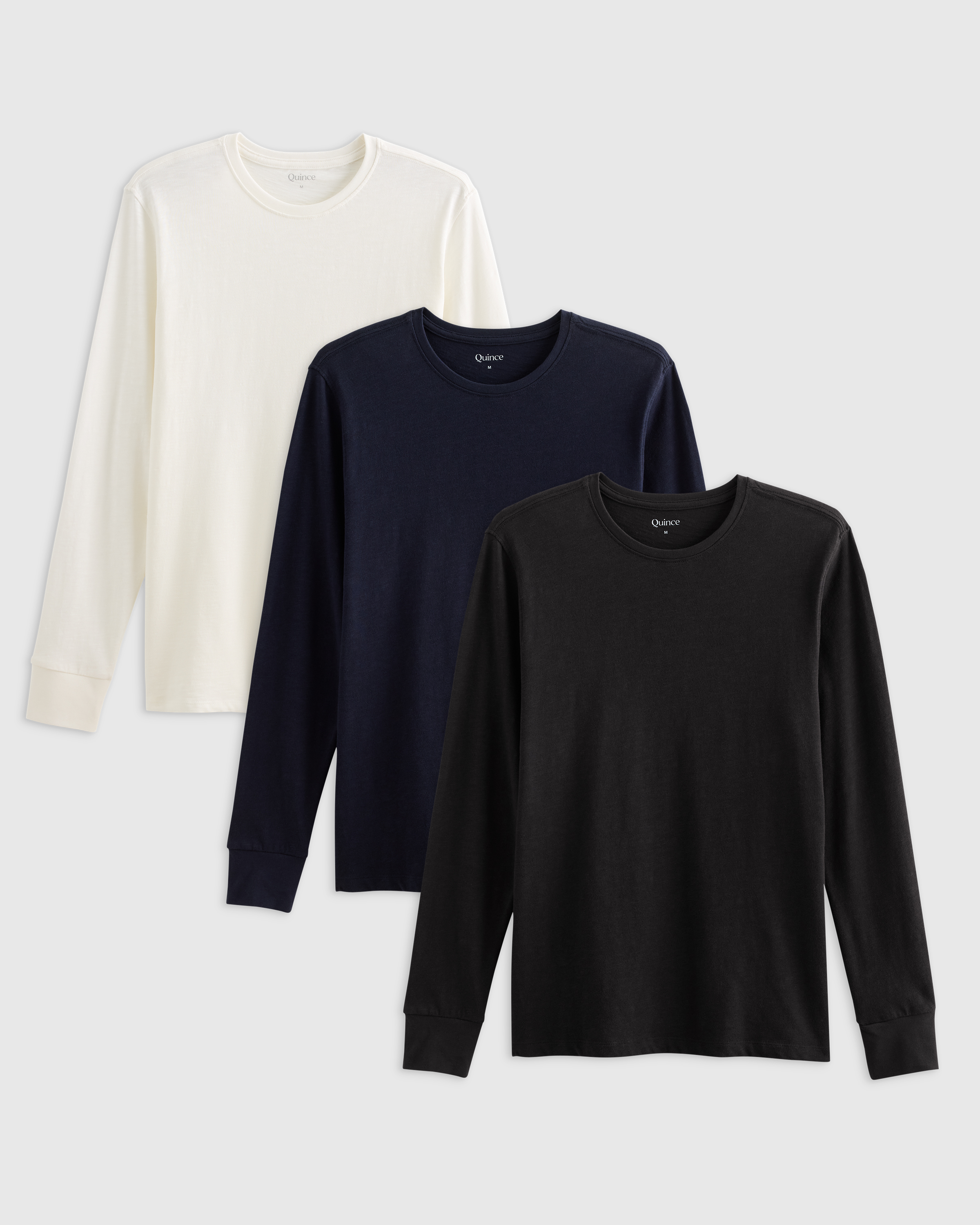 100% Organic Cotton Slub Long Sleeve Tee 3 Pack Bundle