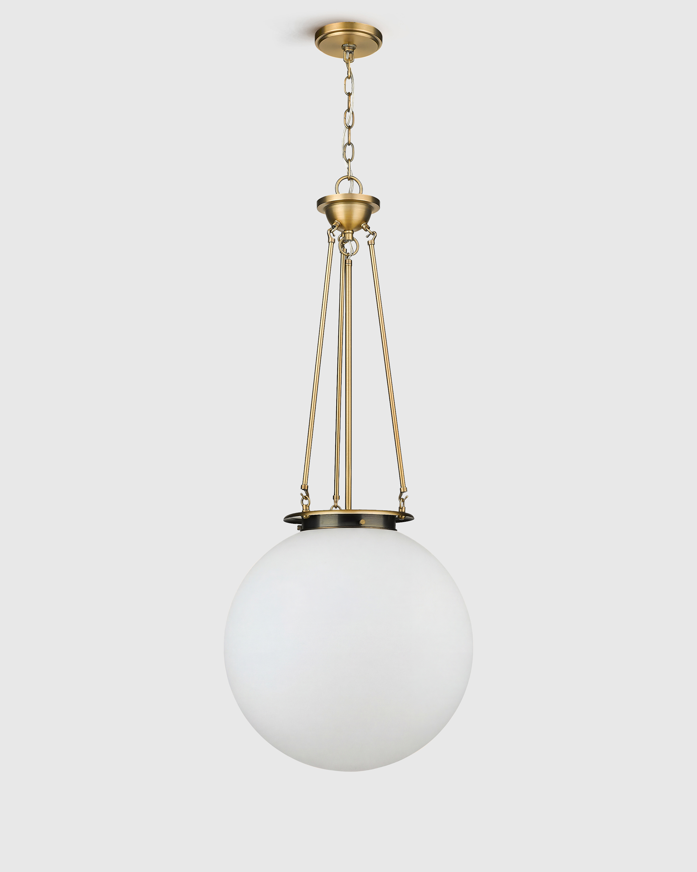 Antiqued Steel and Glass Globe Pendant Light