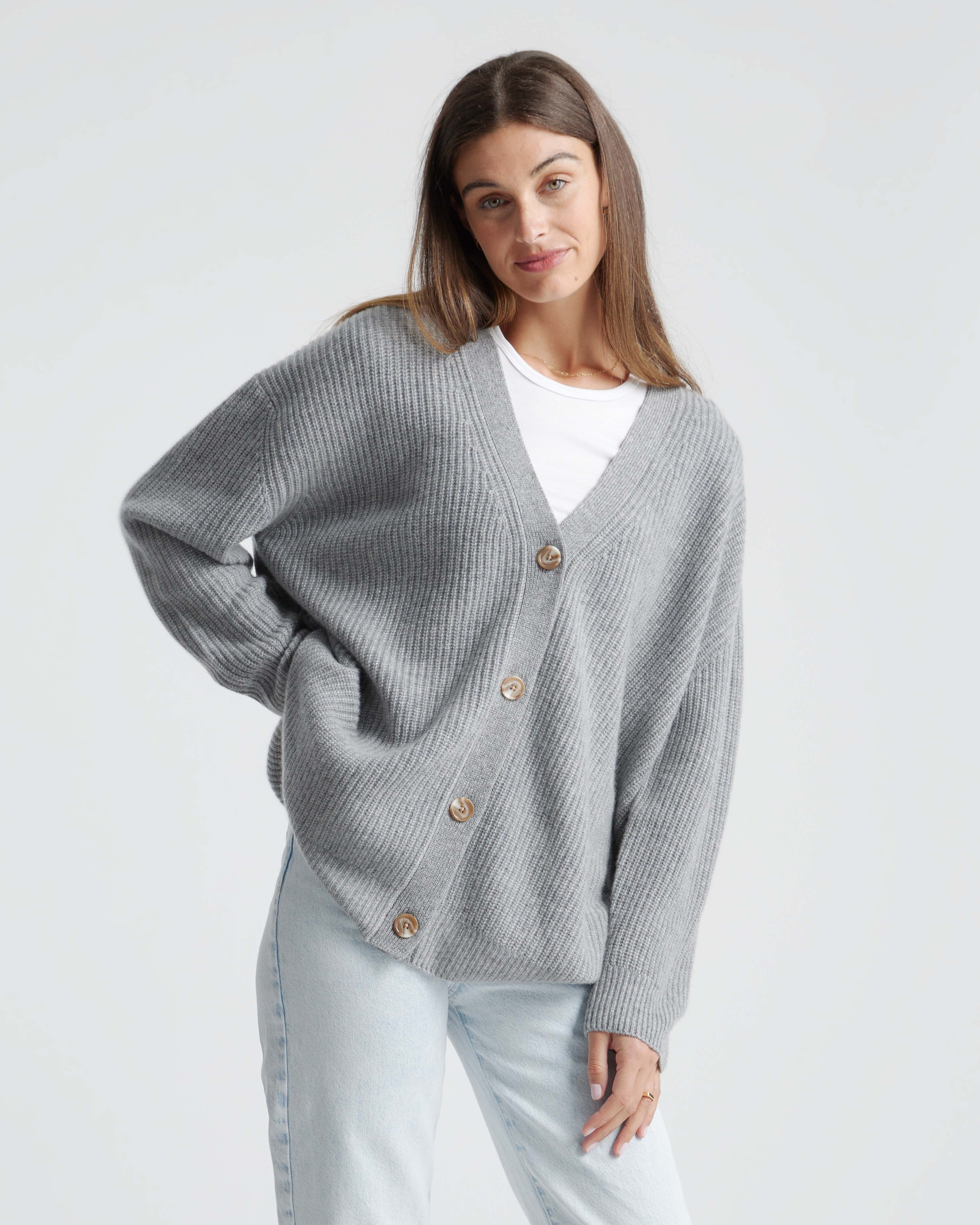 Mongolian Spring Cashmere Oversized Boyfriend Cardigan Sweater