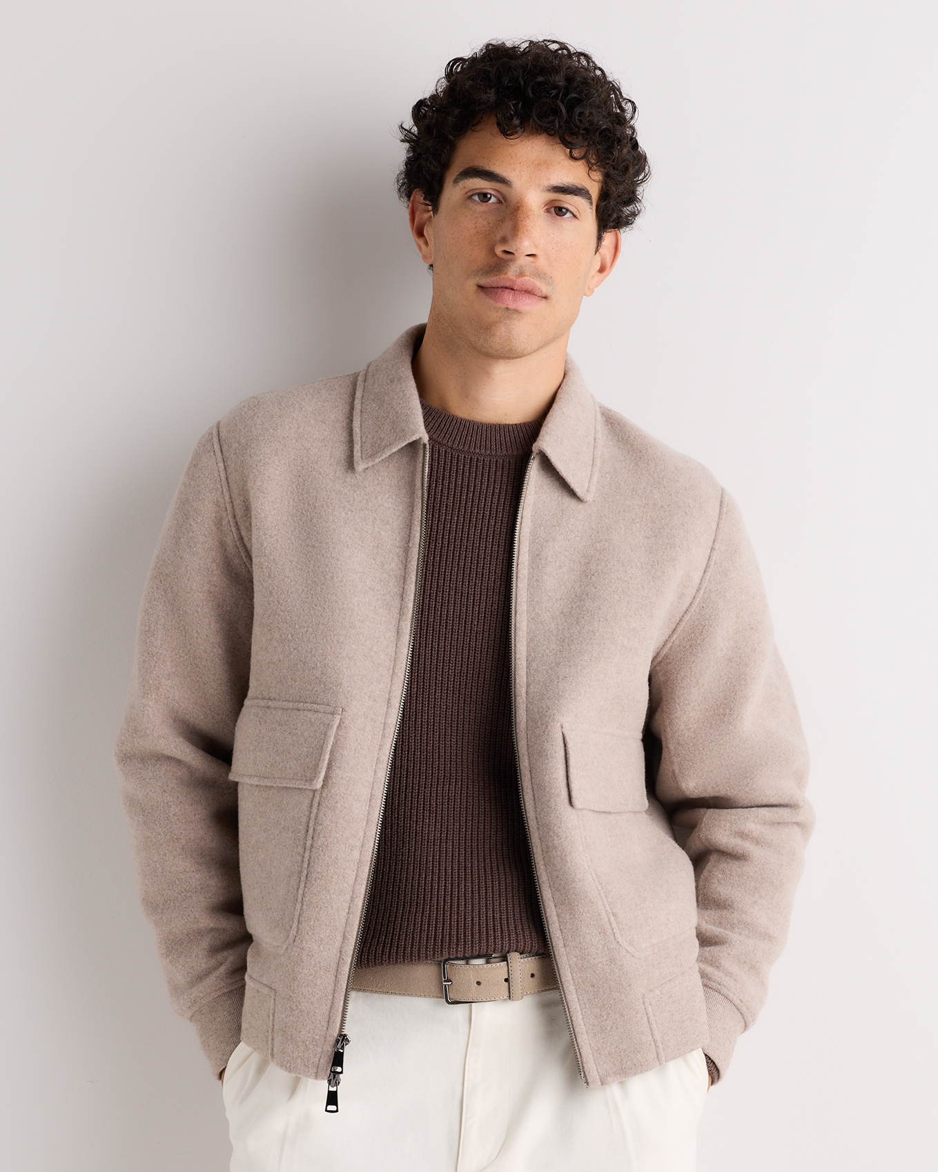Double-Faced Merino Wool Bomber Jacket
