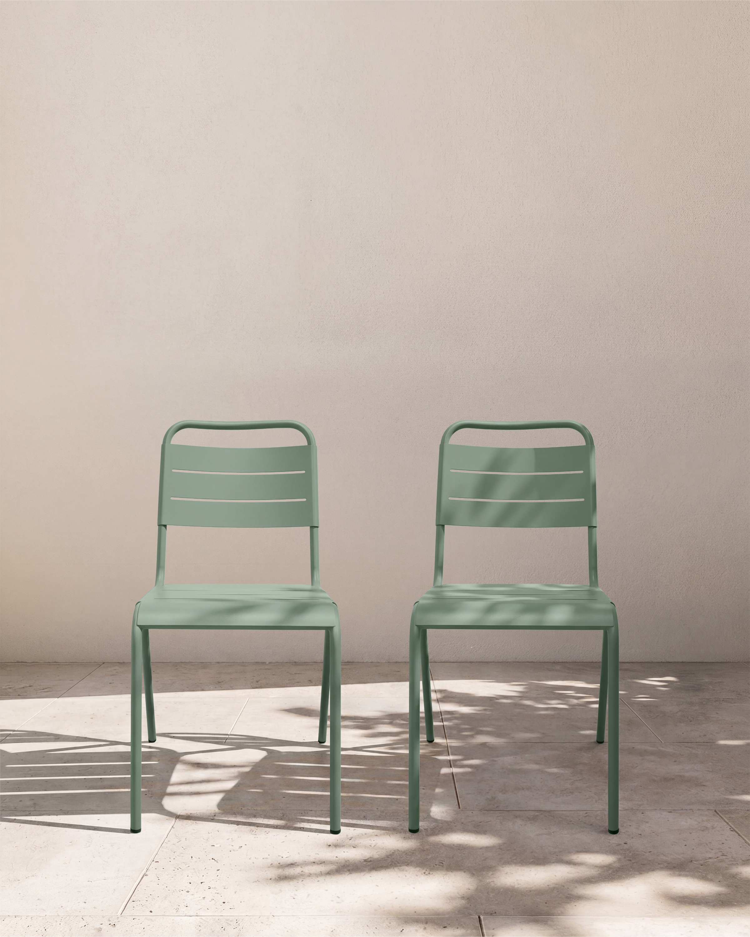 Powder-Coated Aluminum Outdoor Stacking Side Chair (Set of 2)
