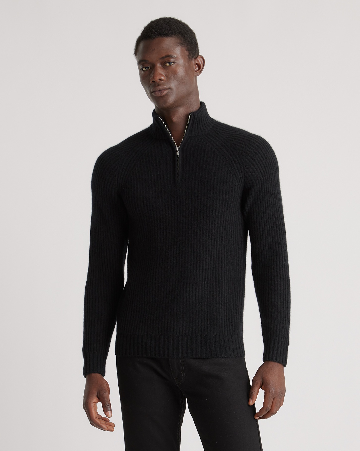 Mongolian Spring Cashmere Fisherman Quarter Zip Sweater