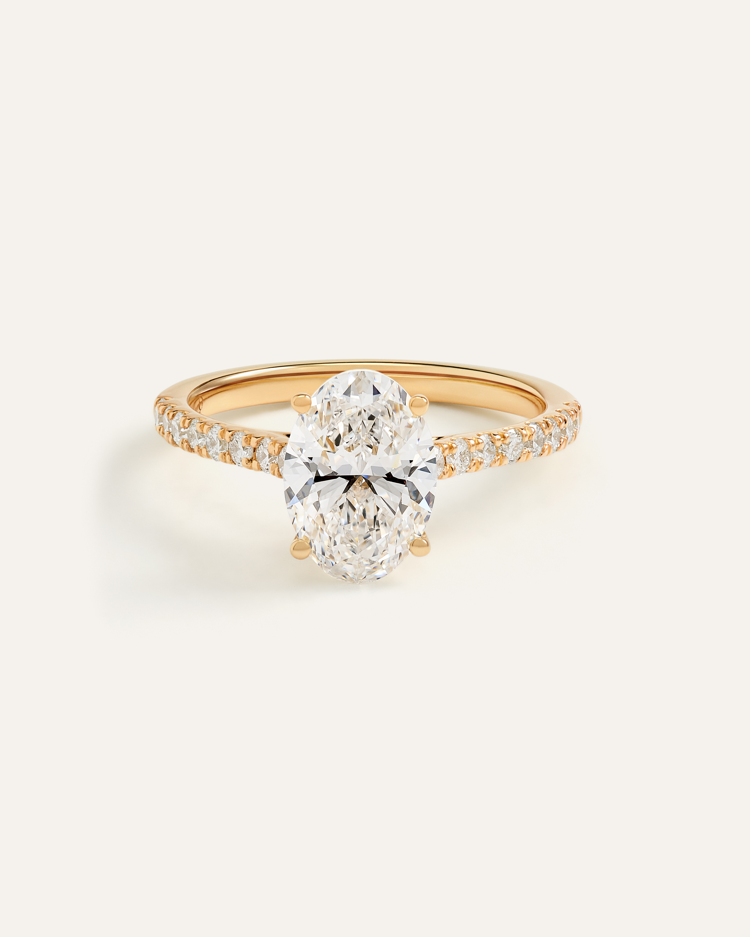 Lab Grown Diamond Oval Pave Trellis Cathedral Engagement Ring - 2ct
