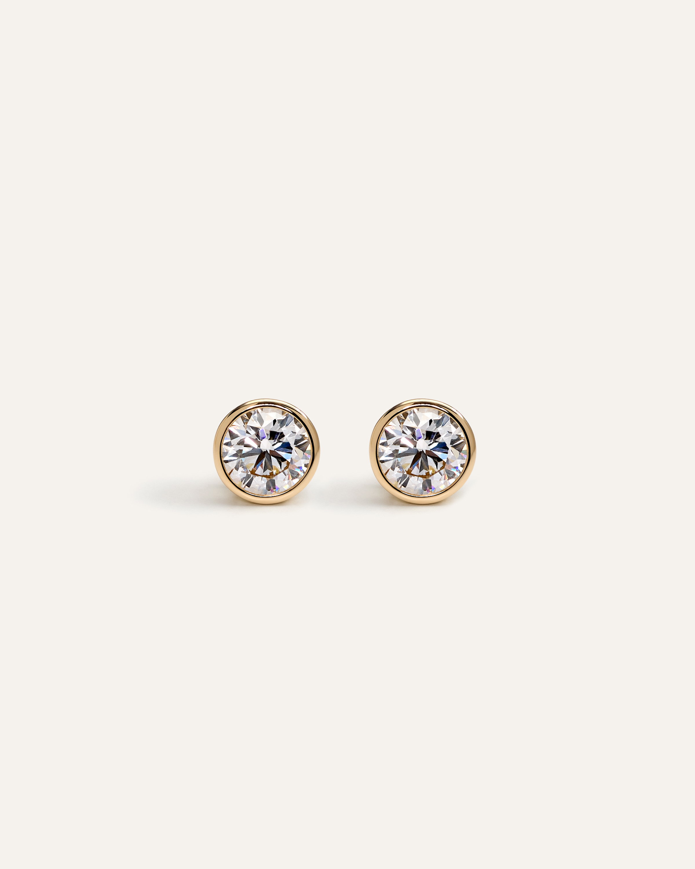 14K Gold Lab Grown Diamond Bezel Studs - 1.5ctw