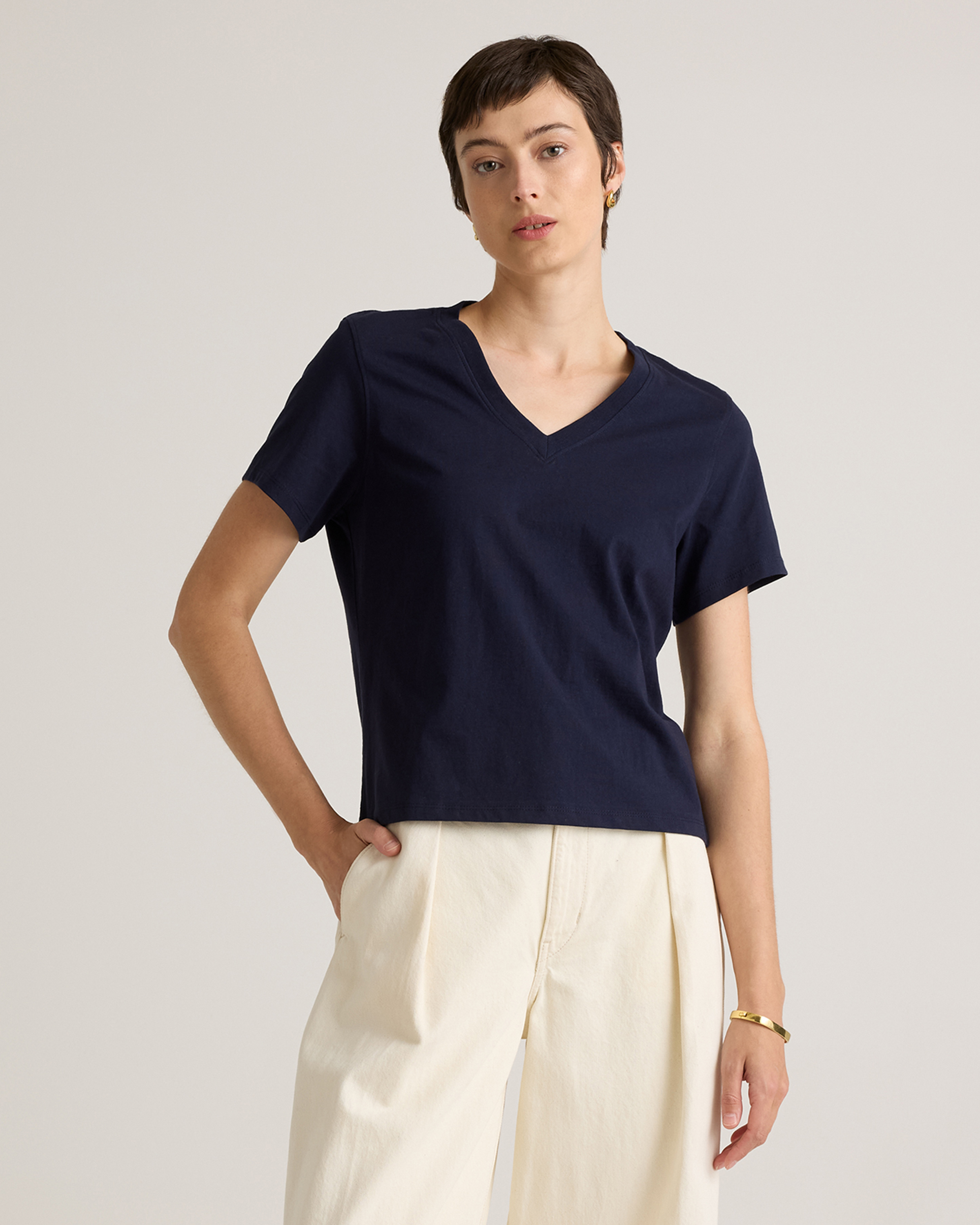 100% Organic Cotton Boxy V-Neck Tee (3-Pack)
